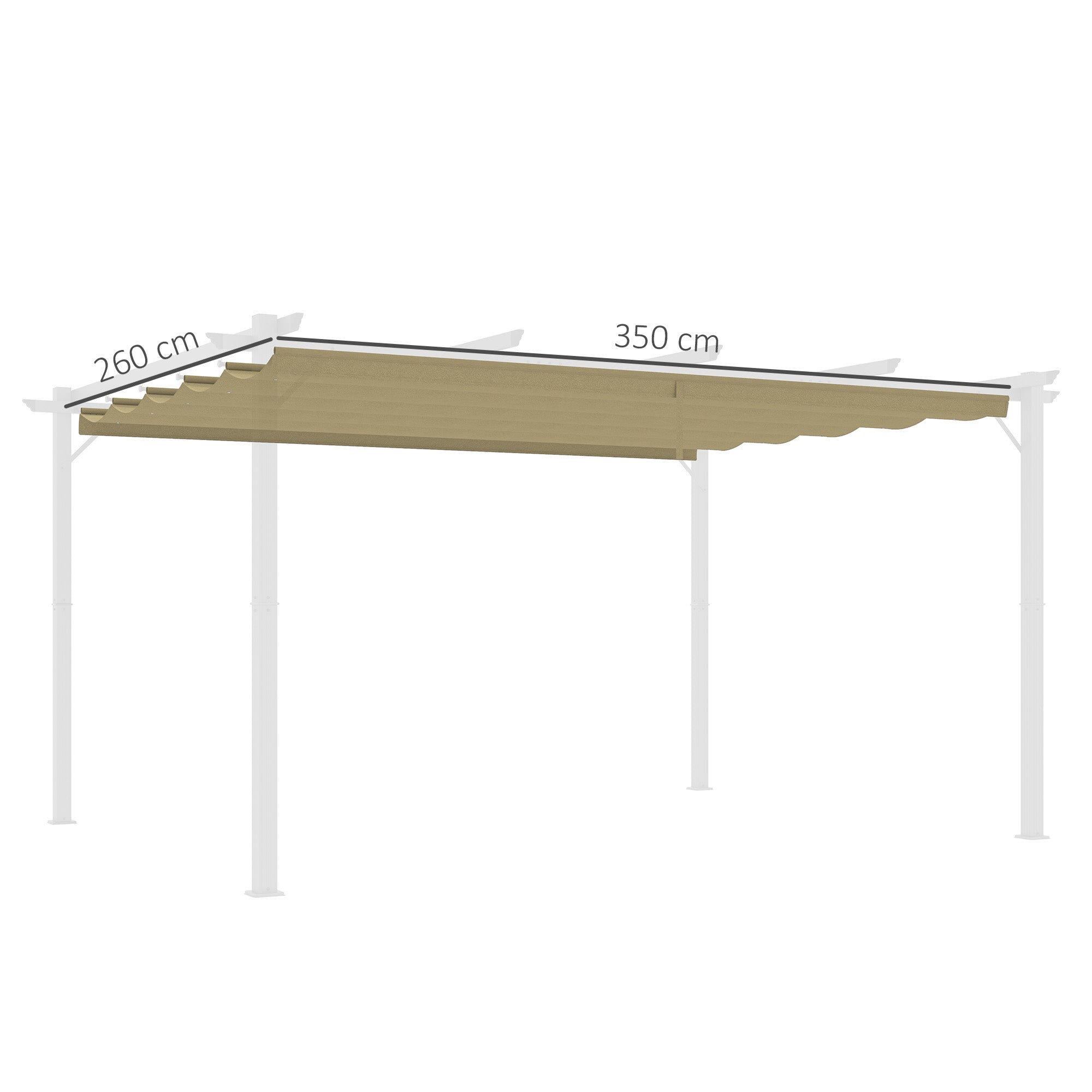 Outsunny Retractable Pergola Shade Cover, Replacement Canopy for 4 x 3 (m) Pergola, Retractable Roof, Tan - North Peak Garden Furniture