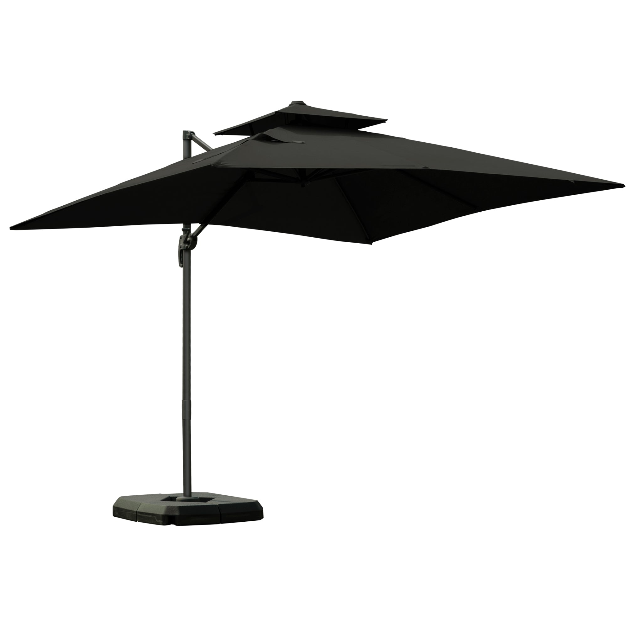 Outsunny Cantilever Parasol 360 Degree Rotation Angle Adjustment Outdoor Market Garden Umbrella - Dark Grey