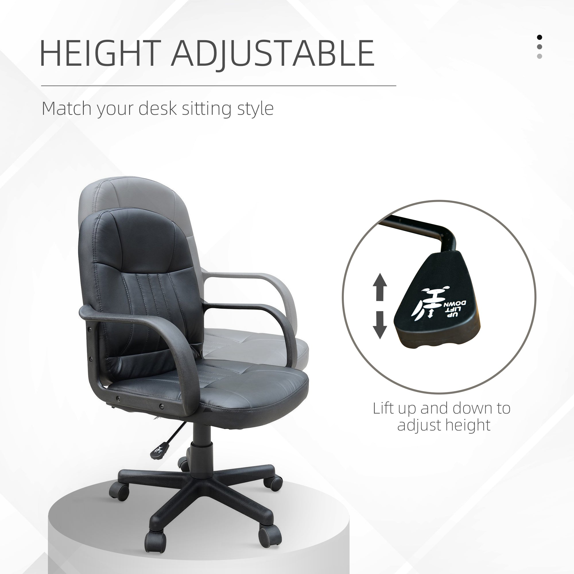 HOMCOM Swivel Executive Office Chair PU Leather Computer Desk Chair Office Furniture Gaming Seater - Black - North Peak Garden Furniture