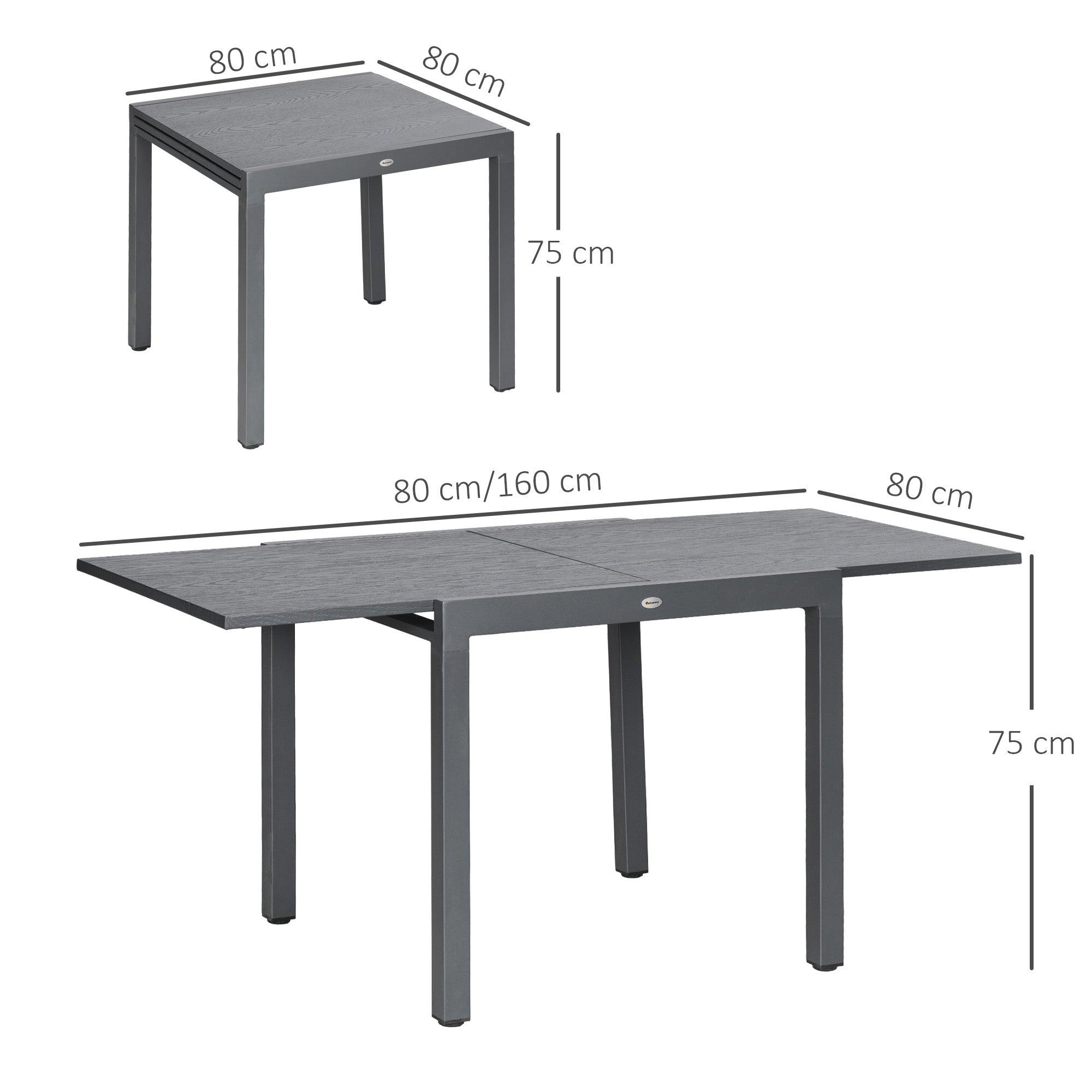 Outsunny Aluminium and Steel Expanding Six-Seater Garden Table - Grey