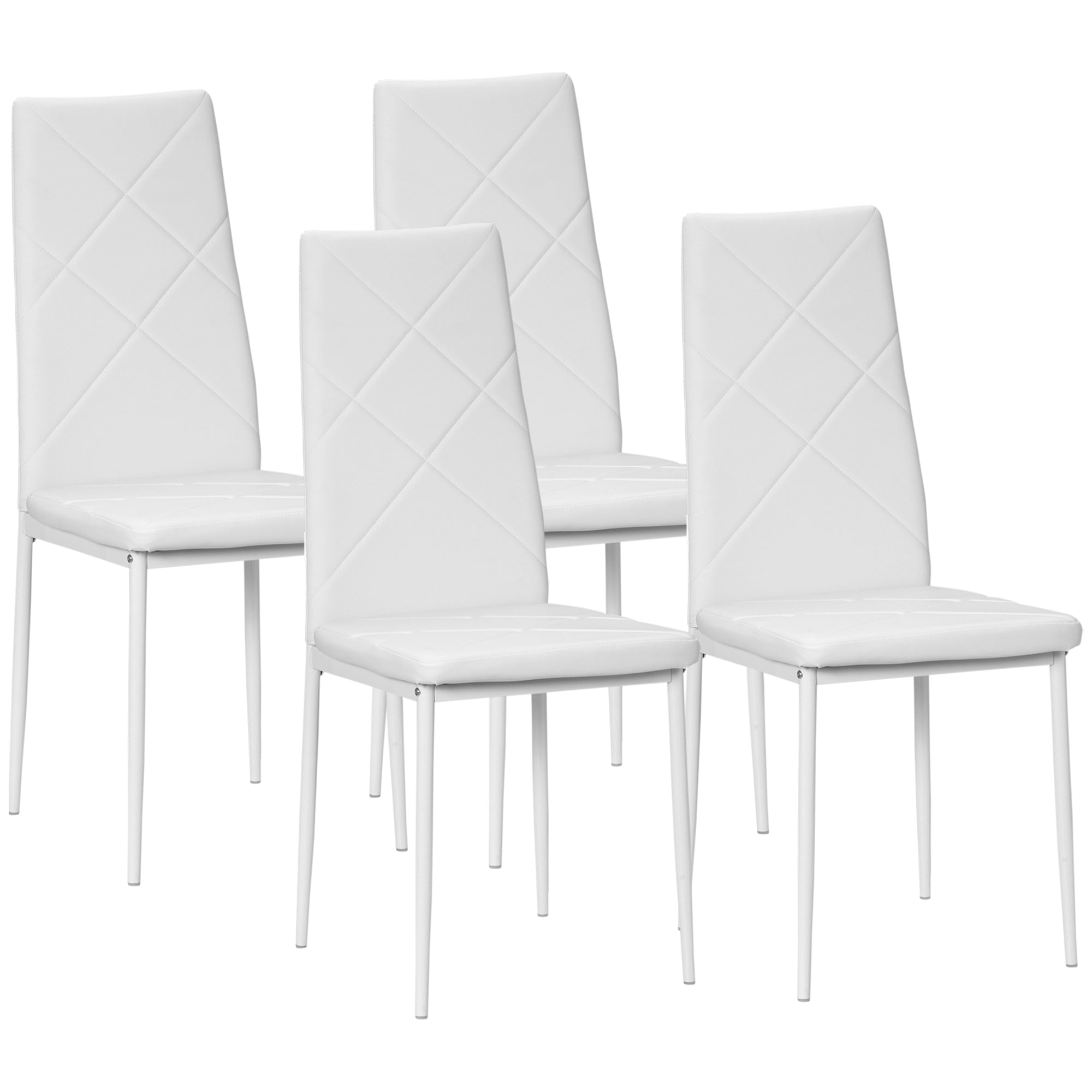 HOMCOM Set of 4 Faux Leather Dining Chairs - White