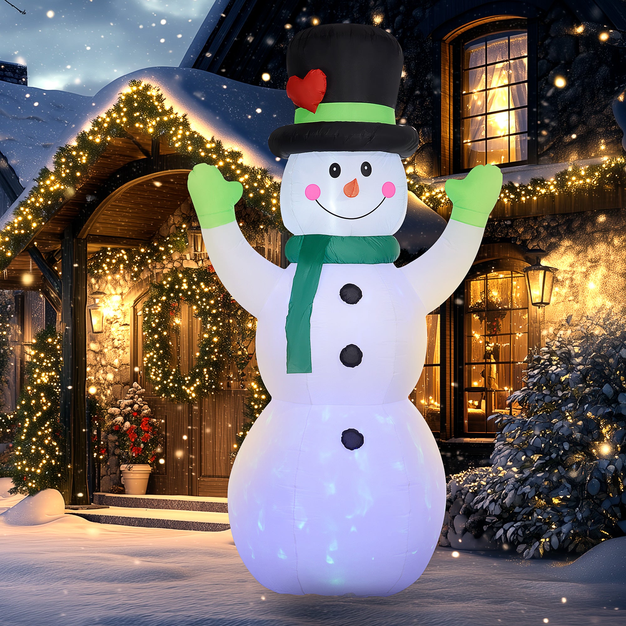 Outsunny 10ft Inflatable Snowman Christmas Decoration, with Accessories