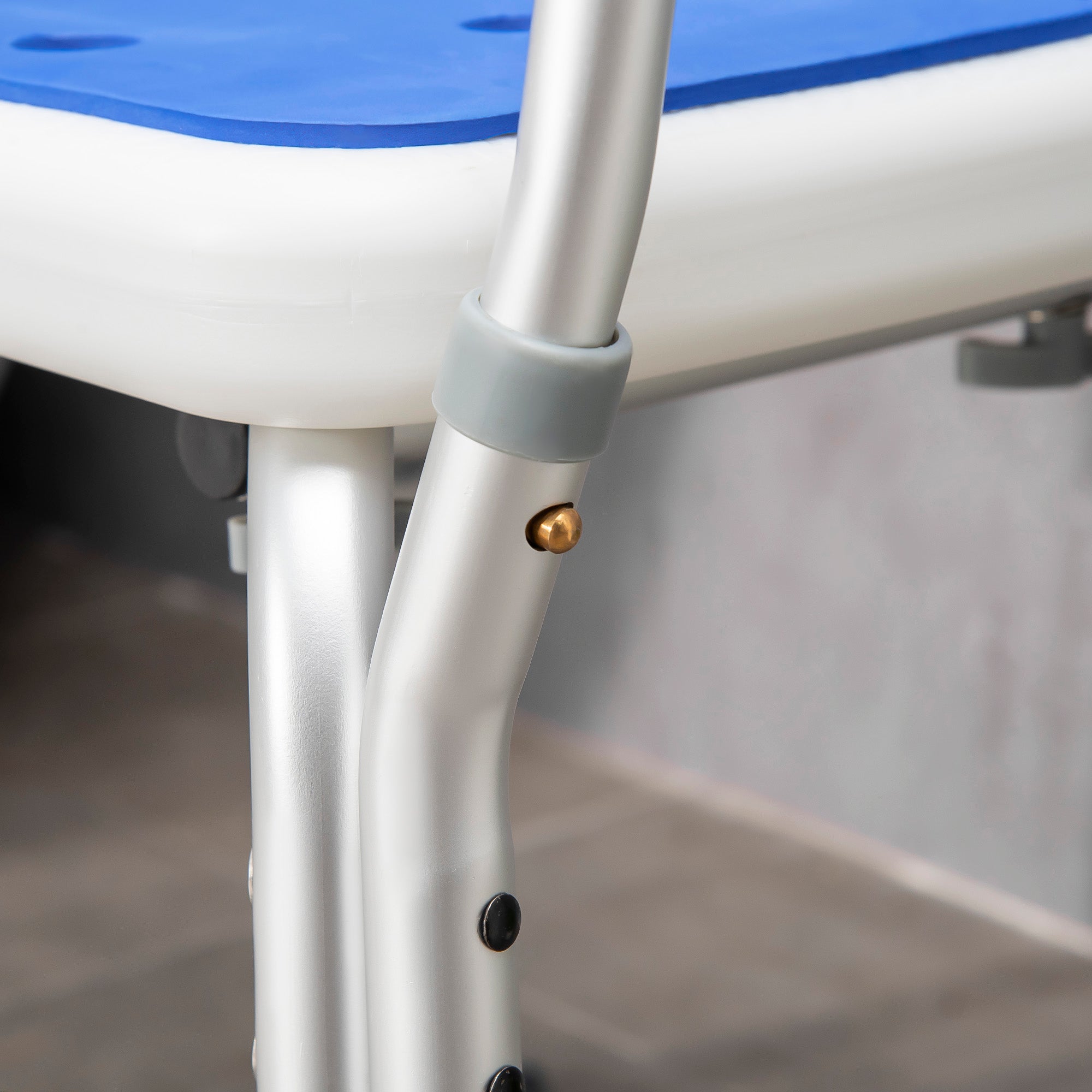 HOMCOM EVA Padded Shower Chair for the Elderly and Disabled, Height Adjustable Shower Stool with Back and Arms, 4 Suction Foot Pads, Blue - North Peak Garden Furniture