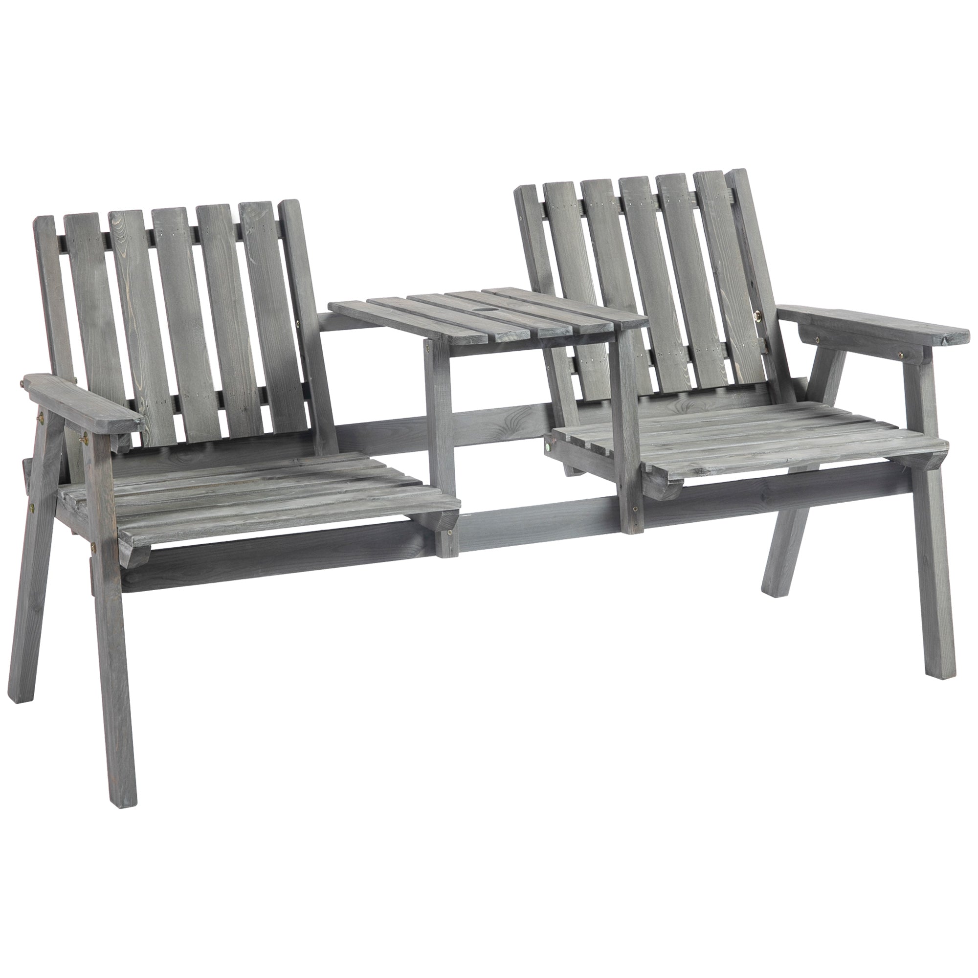 Outsunny 2-Seater Garden Bench Antique Loveseat for Yard, Lawn, Porch, Patio, Steel, Grey - North Peak Garden Furniture