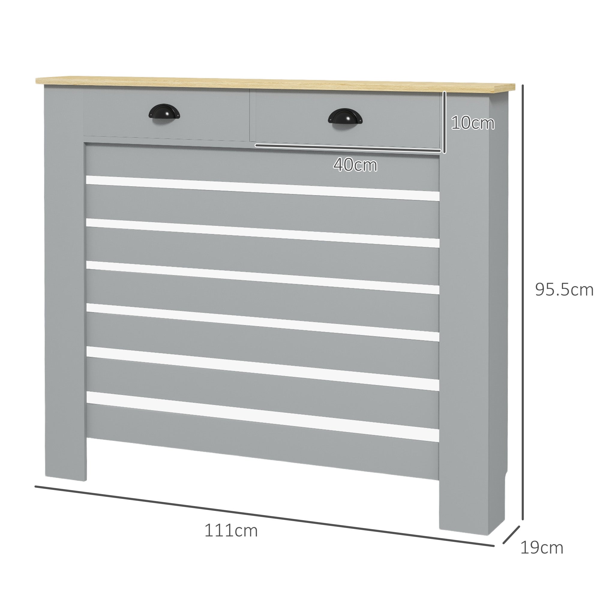 HOMCOM 95.5H x 111Wcm Radiator Cover, with Drawer - Grey