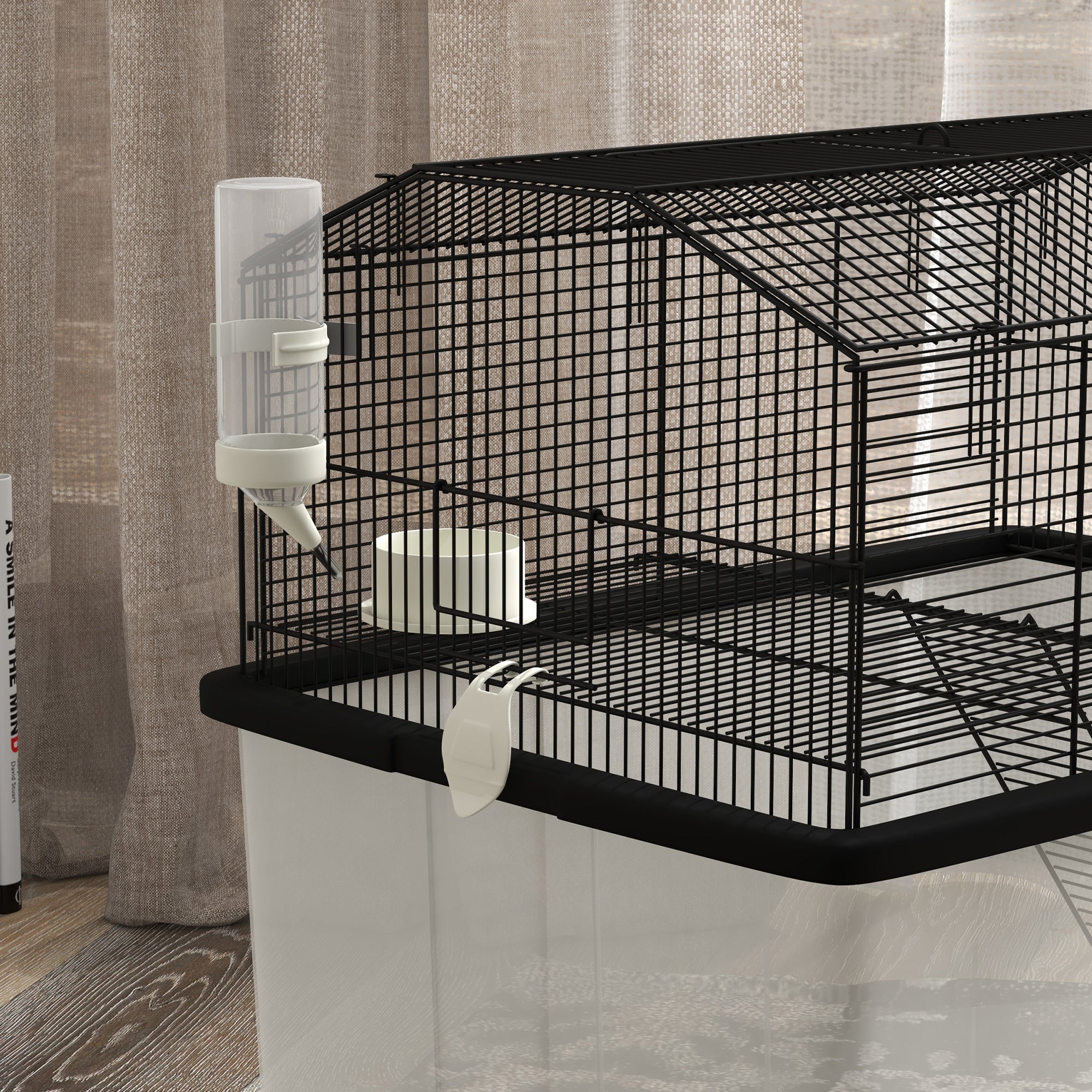 PawHut Two-Tier Gerbil Cage, Hamster Cage for Dwarf Hamster, Syrian Hamster w/ Wheels, Deep Bottom, Food Dish, Water Bottle - North Peak Garden Furniture