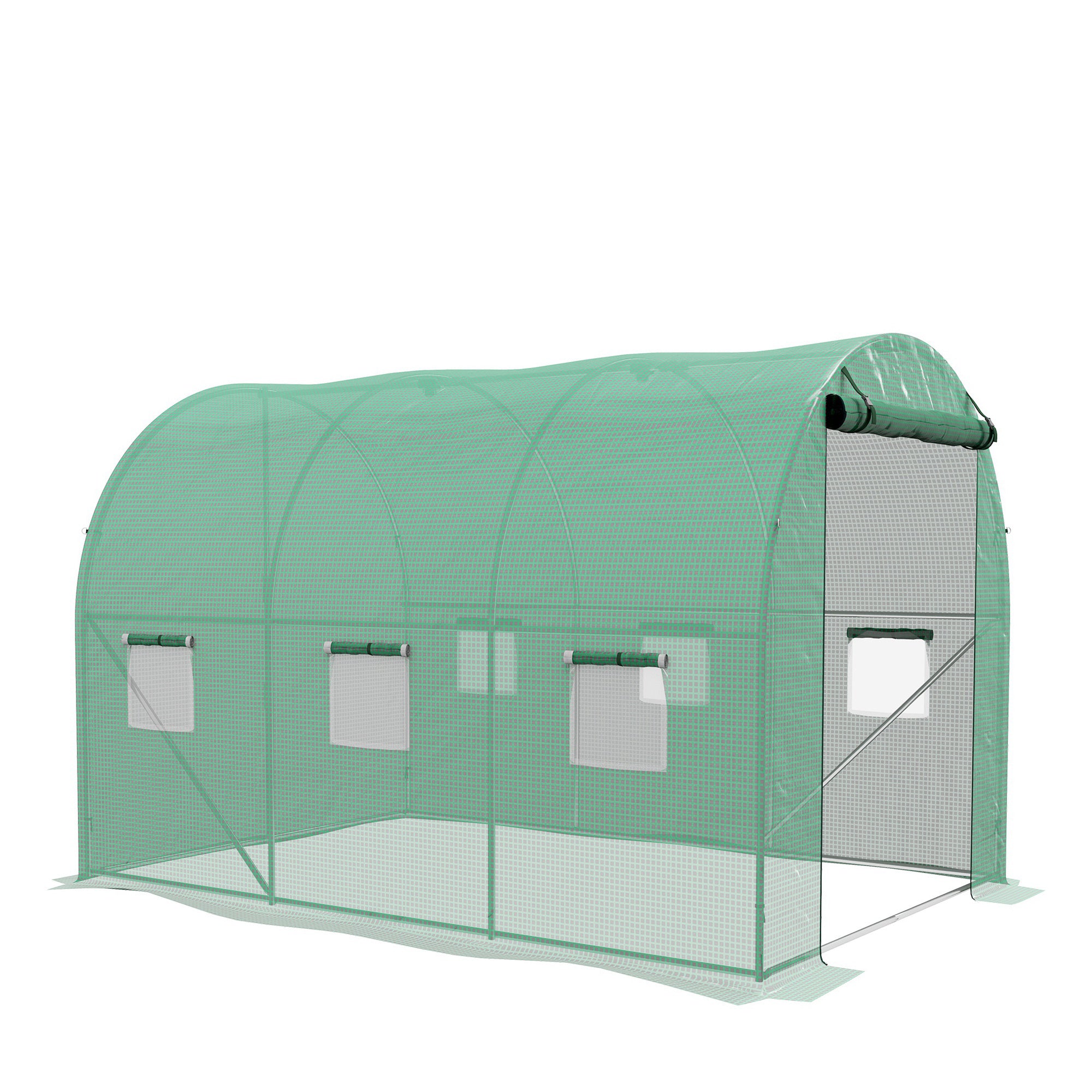 Outsunny Sprinkler System Polytunnel Greenhouse, 3 x 2m, Green