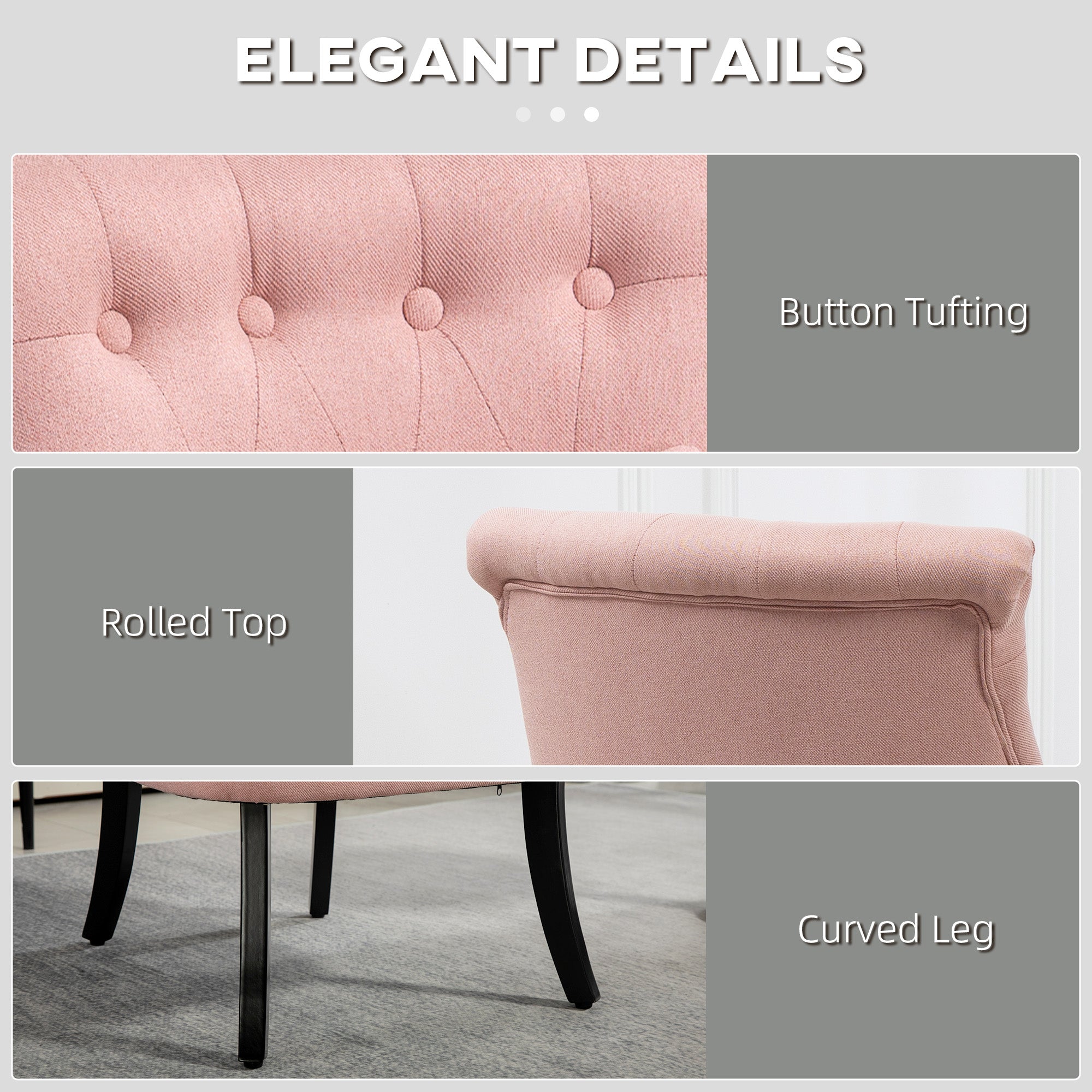 HOMCOM Fabric Single Sofa Dining Chair Tub Chair Upholstered W/ Pillow Solid Wood Leg Home Living Room Furniture Pink - North Peak Garden Furniture