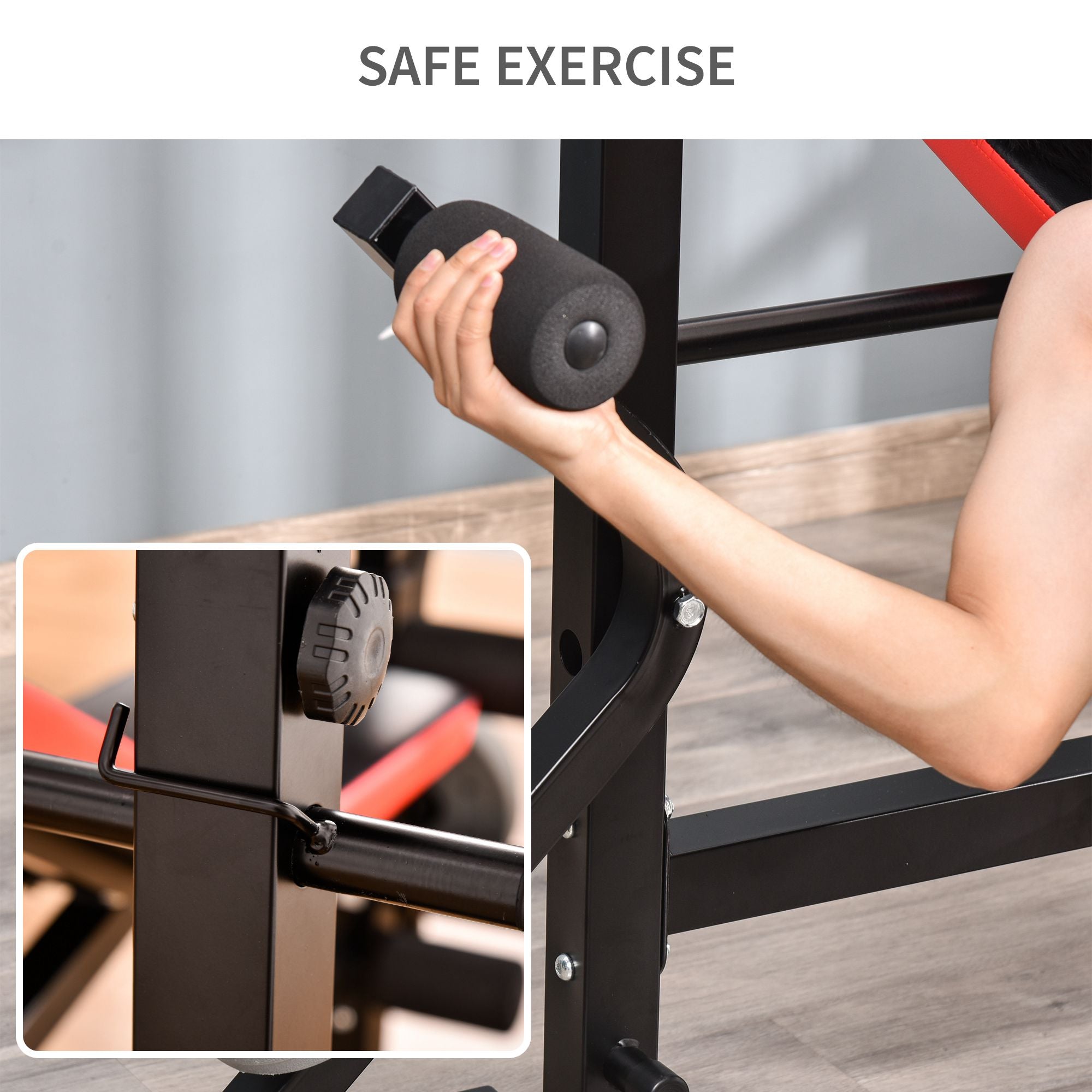 HOMCOM Adjustable Weight Bench with Leg Developer Barbell Rack for Weight Lifting and Strength Training Multifunctional Workout Station for Home Gym Fitness - North Peak Garden Furniture