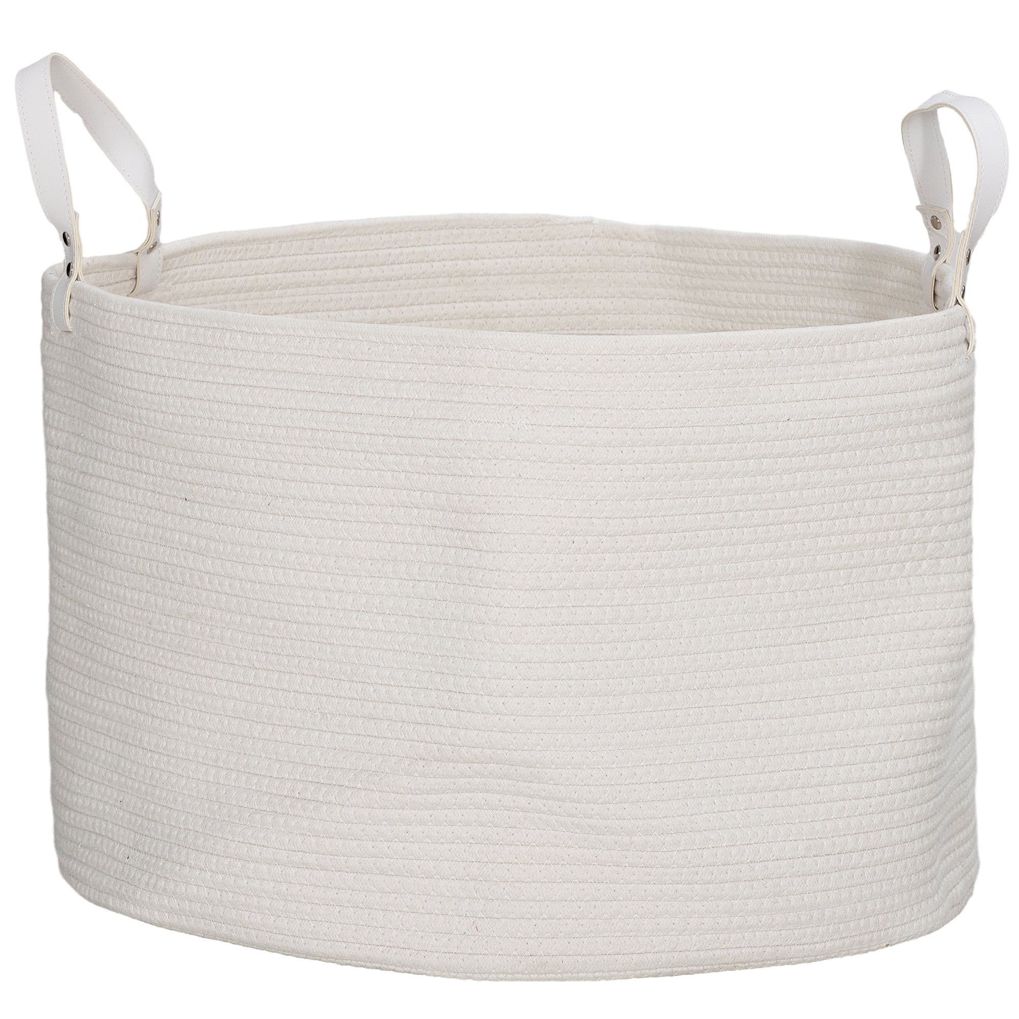 HOMCOM 88L Cotton Rope Laundry Basket, with Handles - Cream White