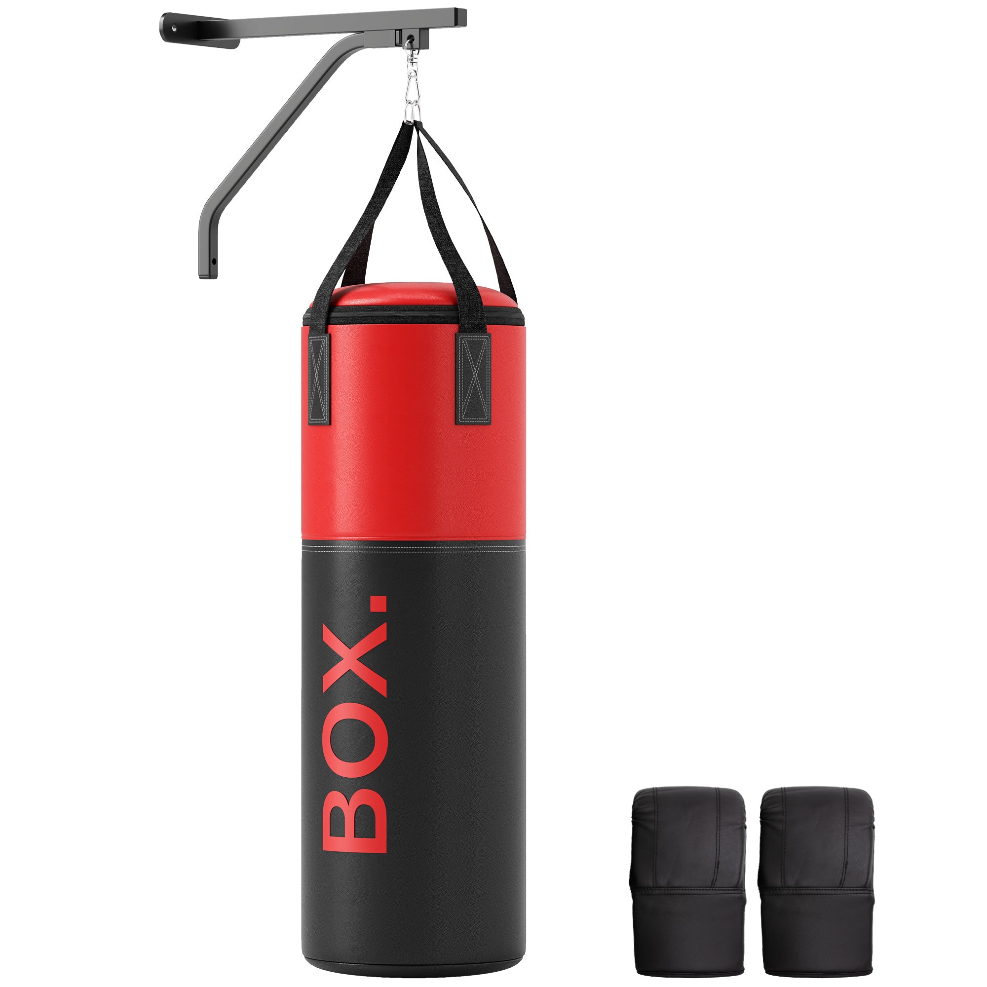 SPORTNOW Unfilled Punching Bag Set with Boxing Bag Bracket, Boxing Gloves, Hand Wraps and 360° Swivel Hook - North Peak Garden Furniture