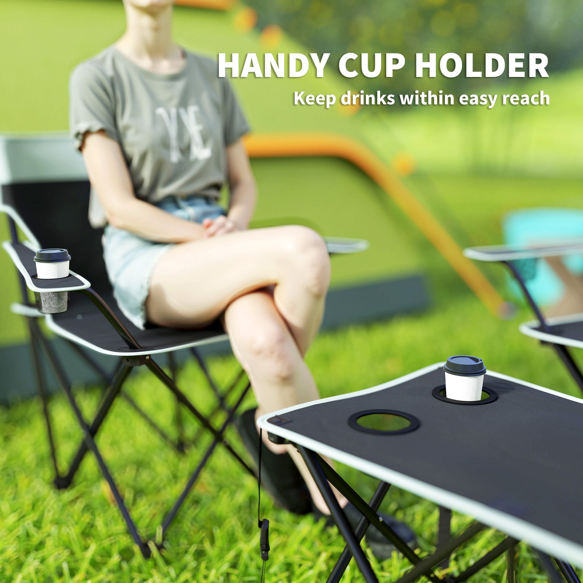 Outsunny Four-Piece Portable Picnic Table Set - Grey - North Peak Garden Furniture