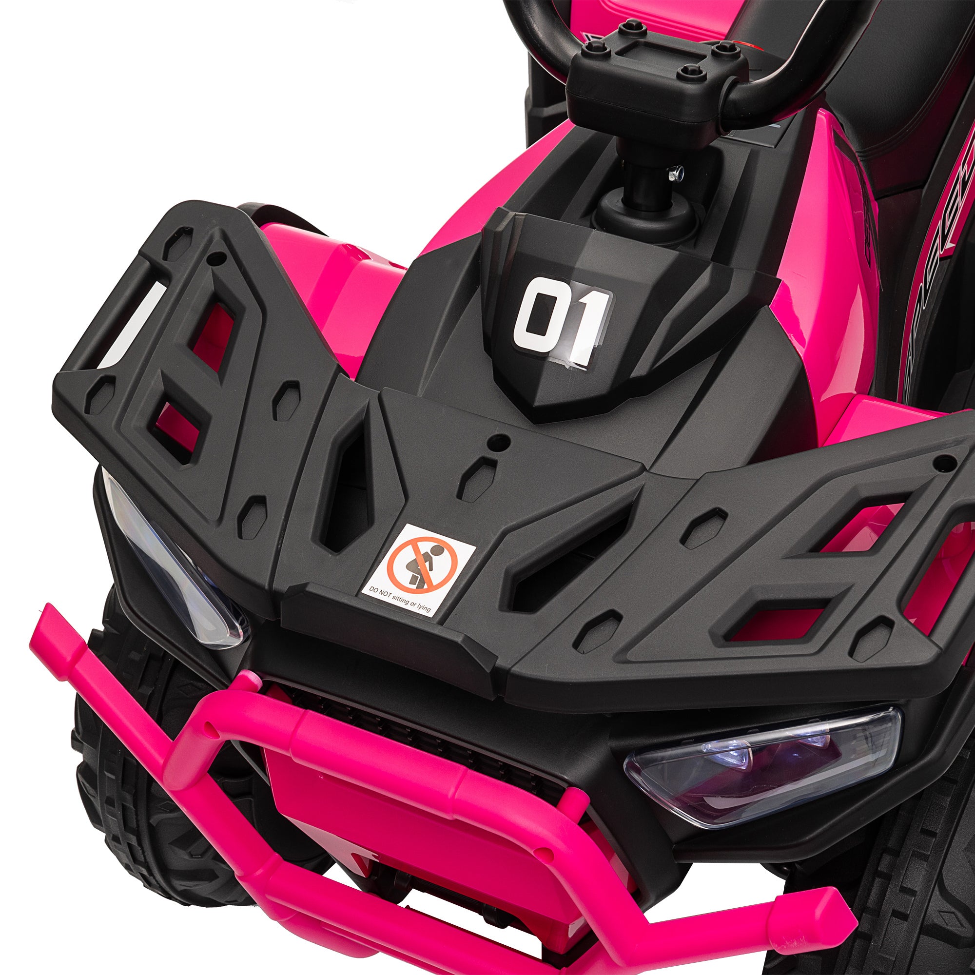 AIYAPLAY 12V Kids Electric Ride on ATV, Battery Powered Quad Bike w/ Spring Suspension, Forward Backward, Storage Basket - Pink - North Peak Garden Furniture
