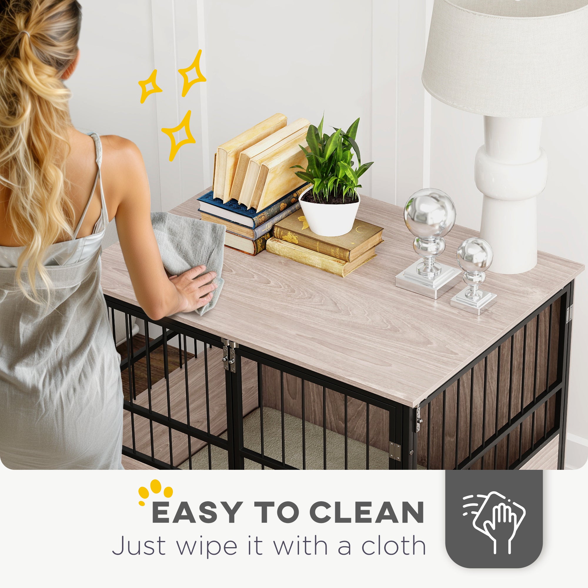 PawHut 80cm Furniture Style Dog Crate Dog Cage End Table Indoor with 3 Doors Soft Washable Cushion, for Medium Sized Dogs - North Peak Garden Furniture