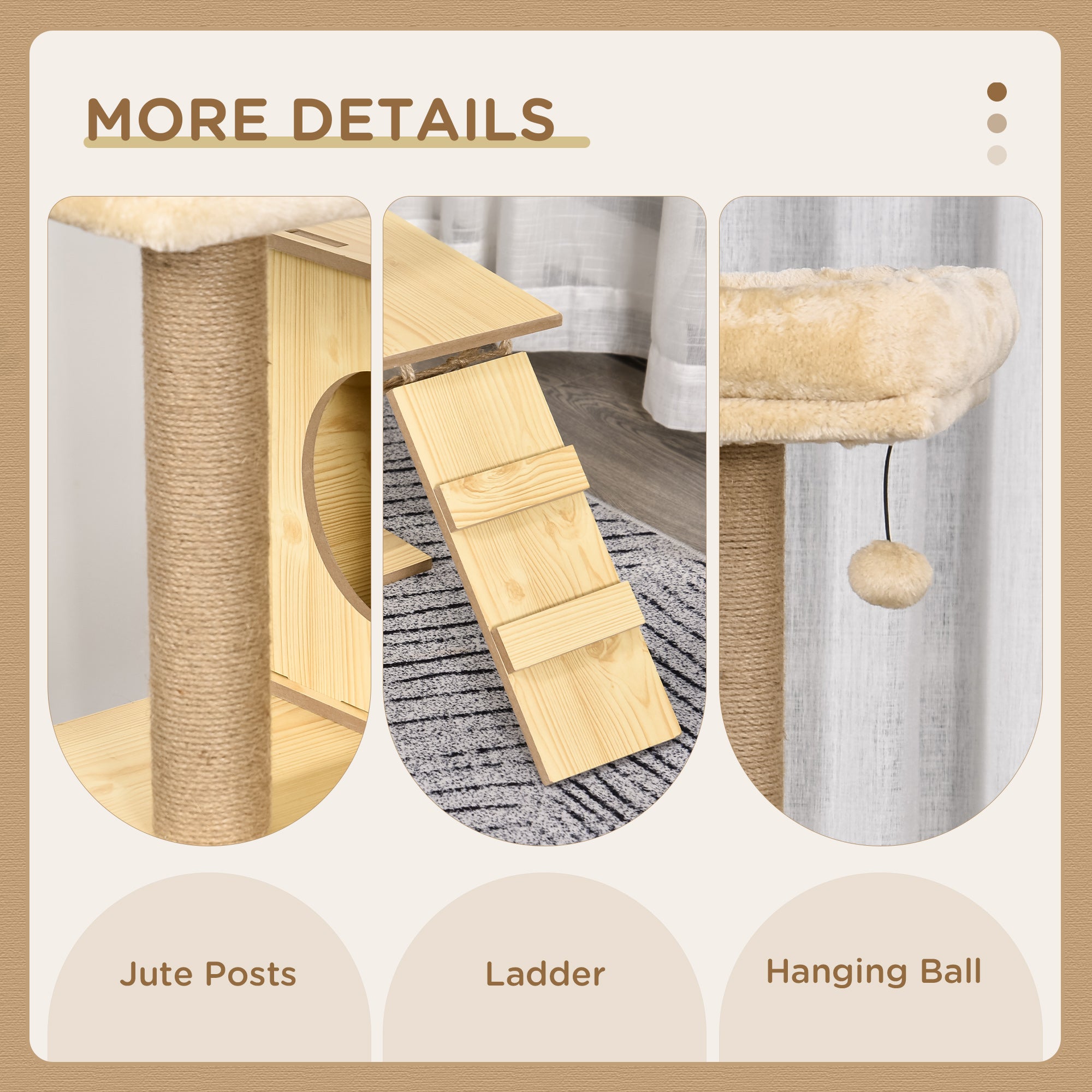 PawHut 130cm Cat Tree for Indoor Cats, Multi-Level Plush Cat Tower, with Five Scratching Posts, Two Perches, Cat House, Hammock - North Peak Garden Furniture