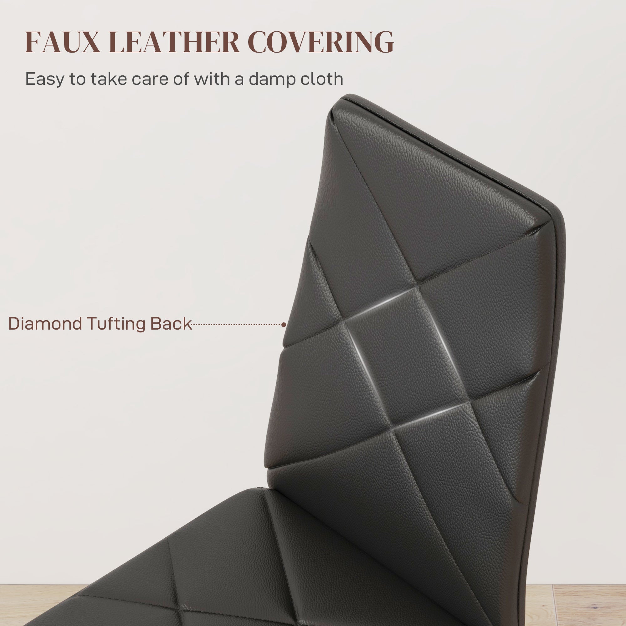 HOMCOM Set of 6 Faux Leather Dining Chairs - Black - North Peak Garden Furniture