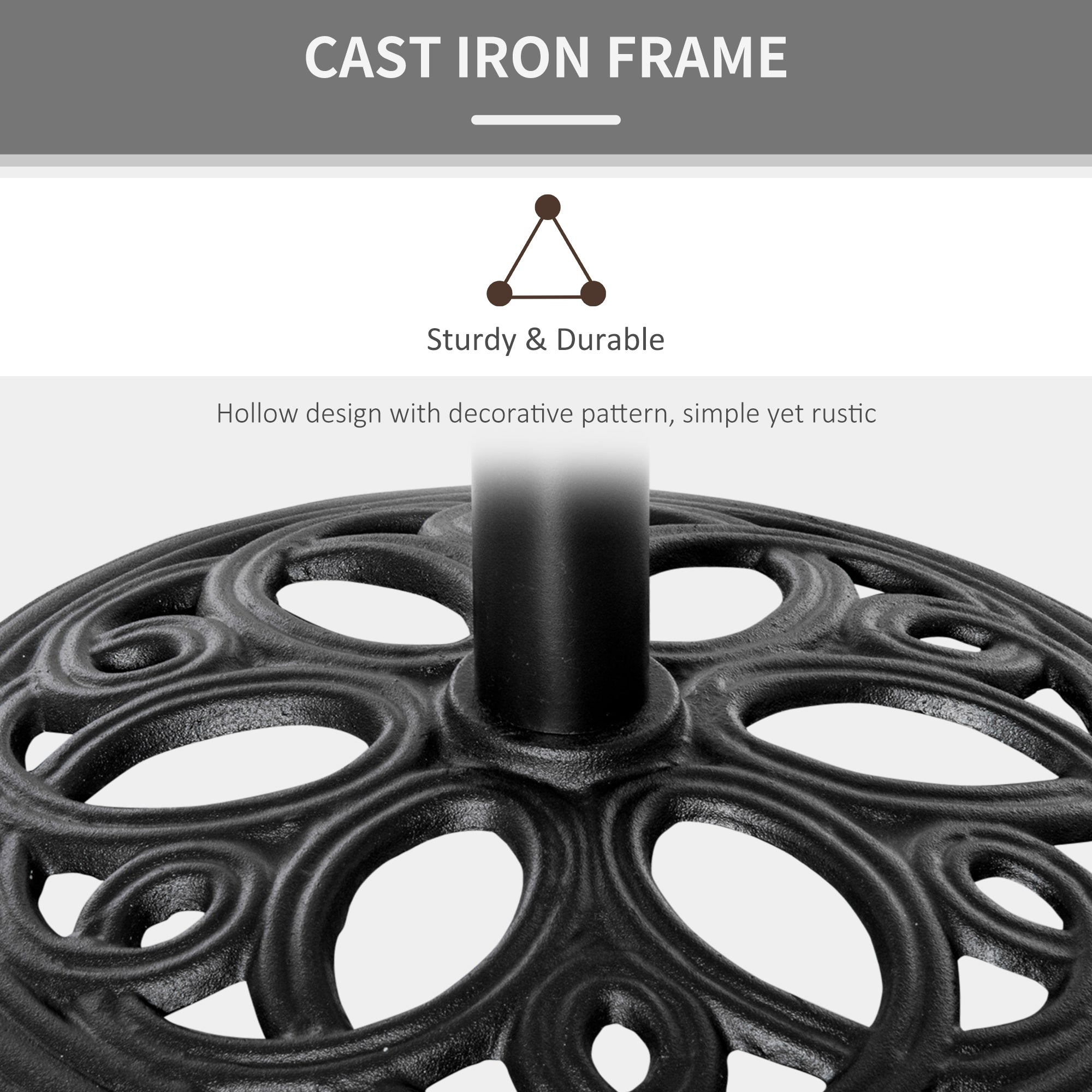 Outsunny 11.5 kg Cast Metal Round Patio Umbrella Base Stand, Umbrella Holder for Outdoor, Patio, Garden, Black
