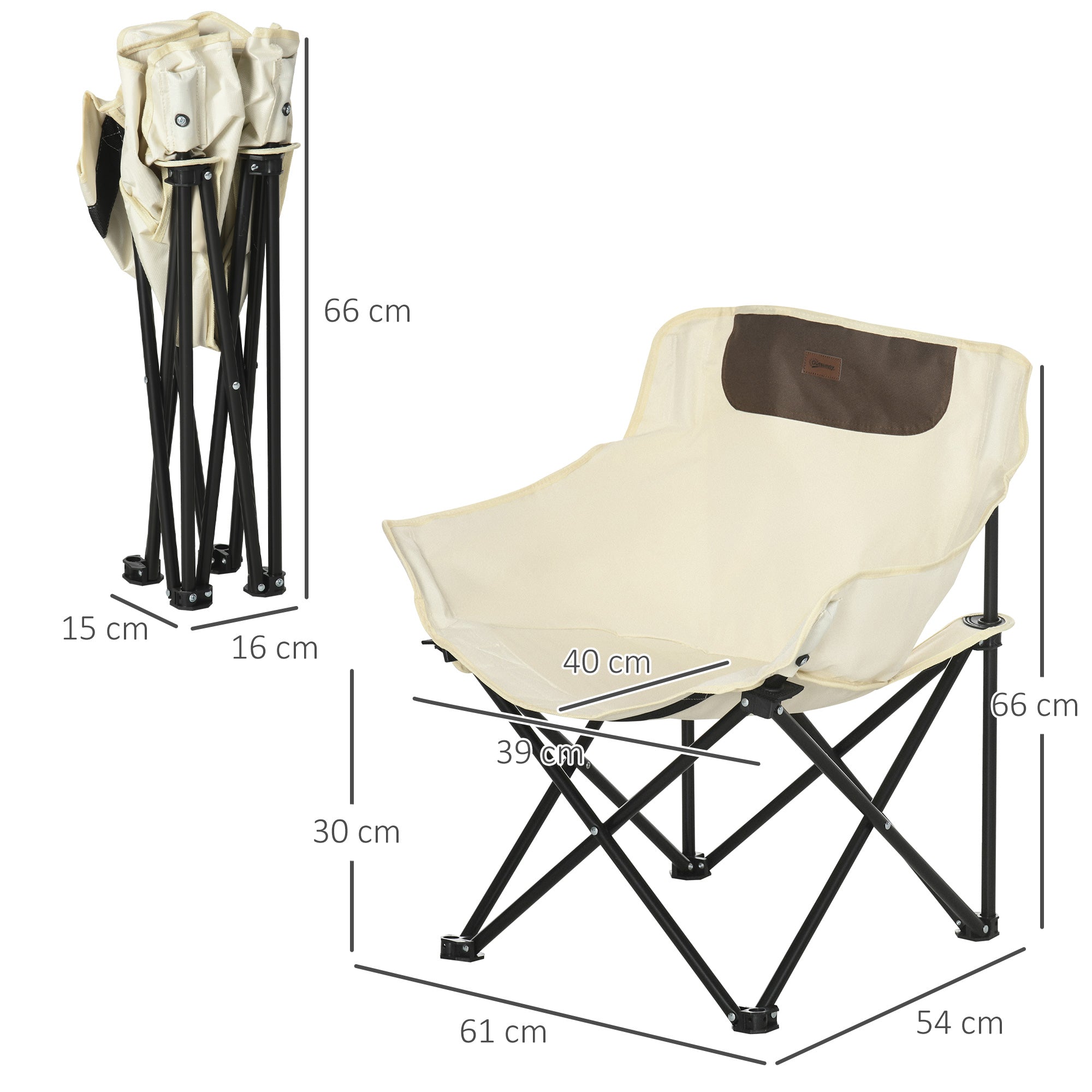 Outsunny Camping Chair, Lightweight Folding Chair with Carrying Bag and Storage Pocket, Perfect for Festivals, Fishing, Beach and Hiking, White - North Peak Garden Furniture