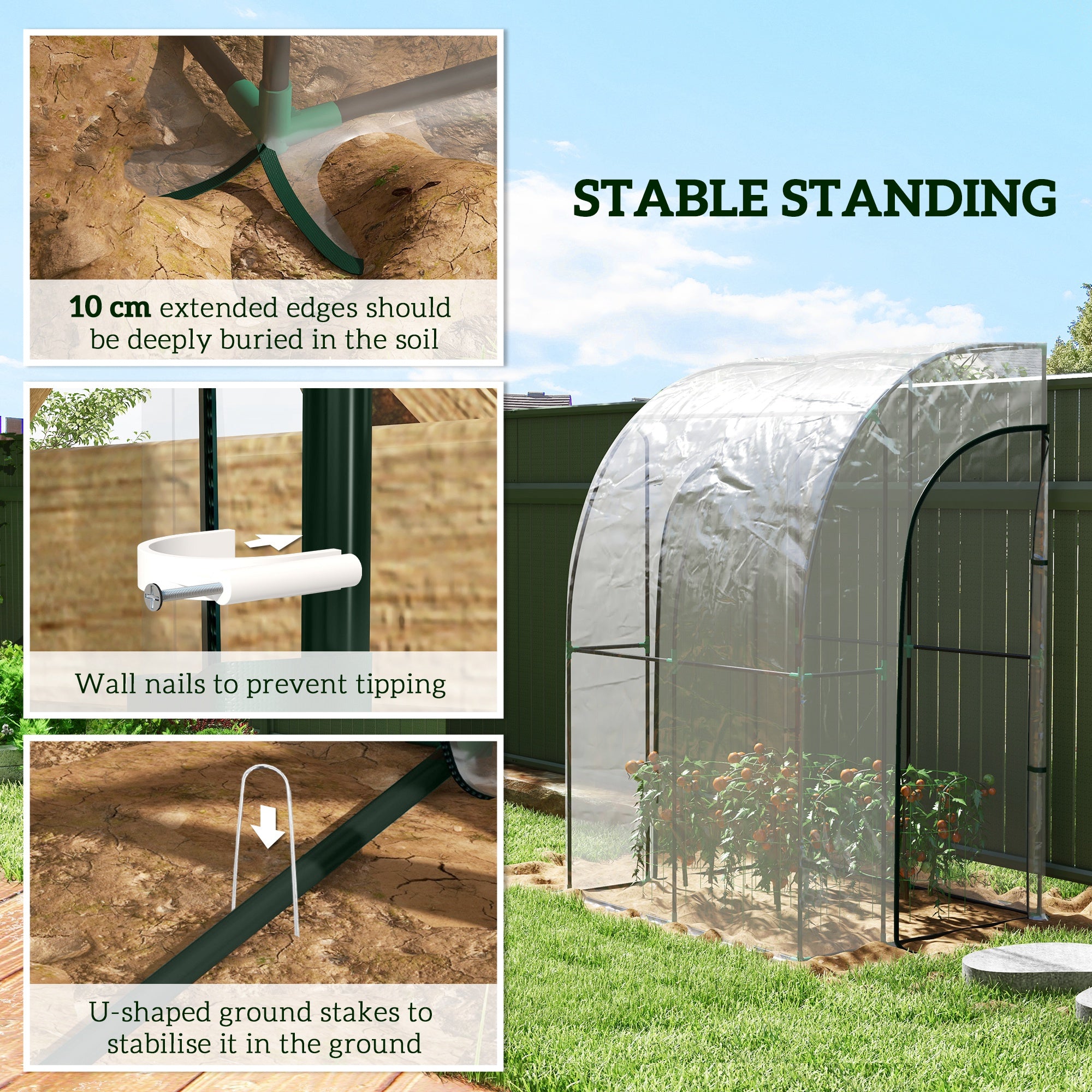 Outsunny 143cm x 118cm Walk-In Lean To Greenhouse, with Accessories - North Peak Garden Furniture
