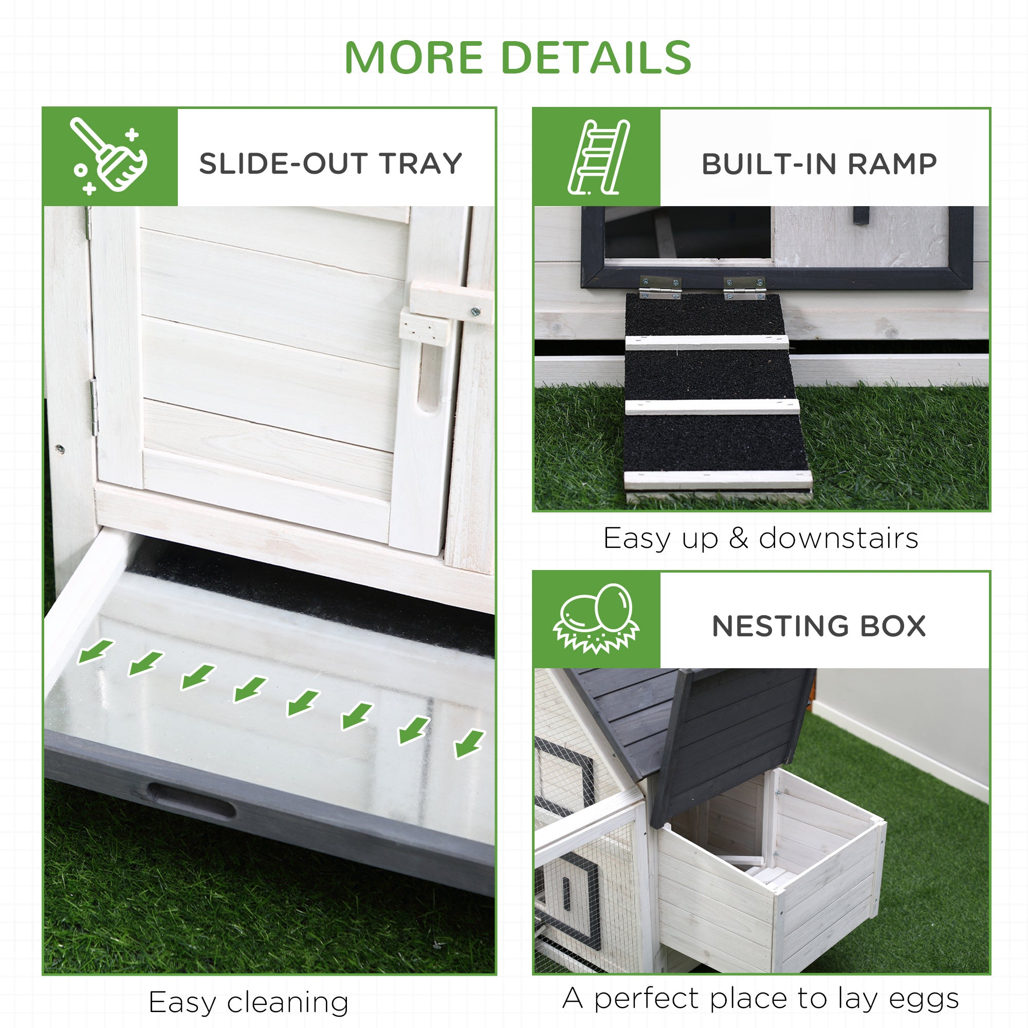 PawHut Chicken Coop with Run Wooden Hen House Pet Poultry Coops Cages Small Animal Outdoor Pen with Nesting Box 166 x 124 x 112cm - North Peak Garden Furniture