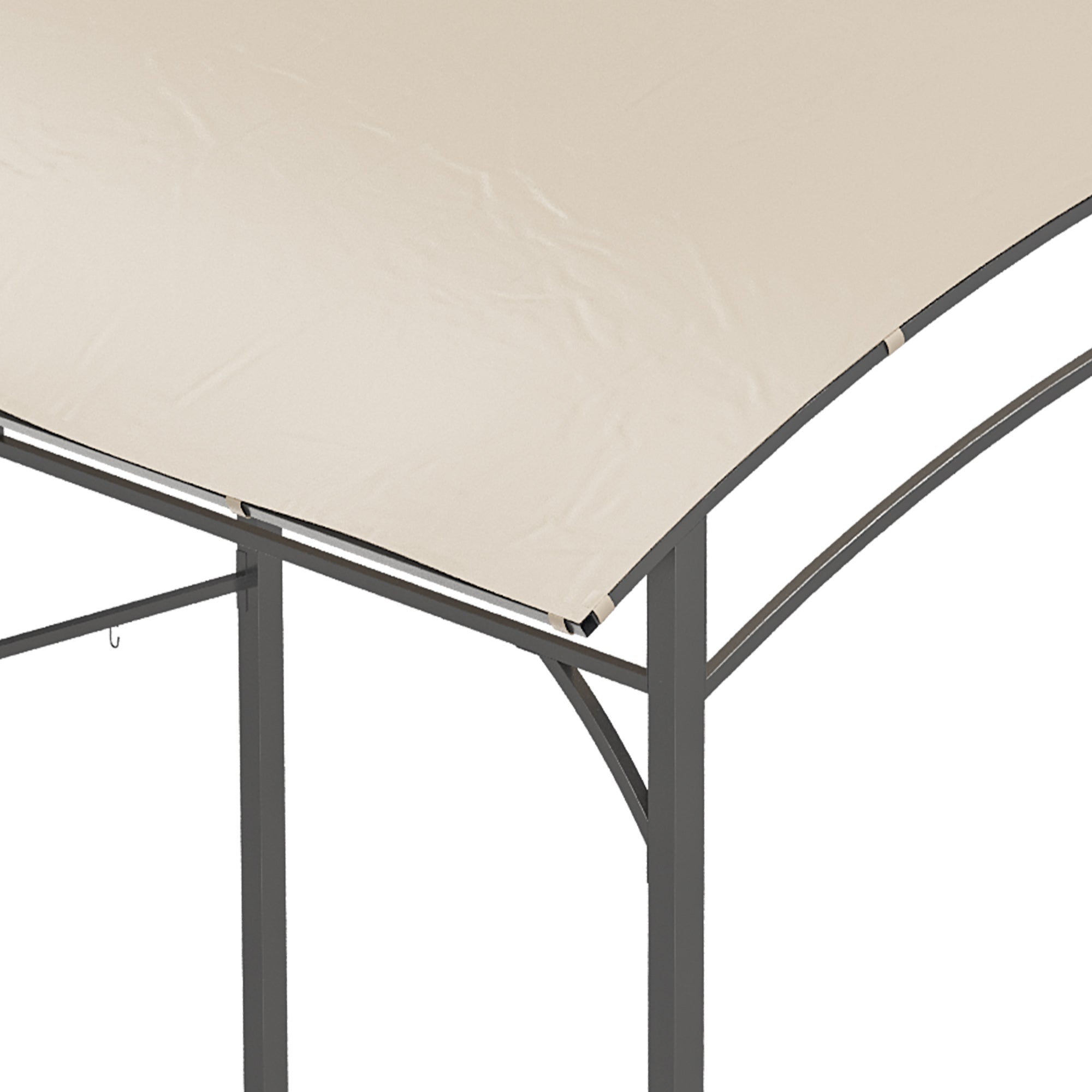 Outsunny 2.2 x 1.5 m BBQ Grill Gazebo Tent, Garden Grill with Metal Frame, Curved Canopy and 10 Hooks, Outdoor Sun Shade, Beige - North Peak Garden Furniture