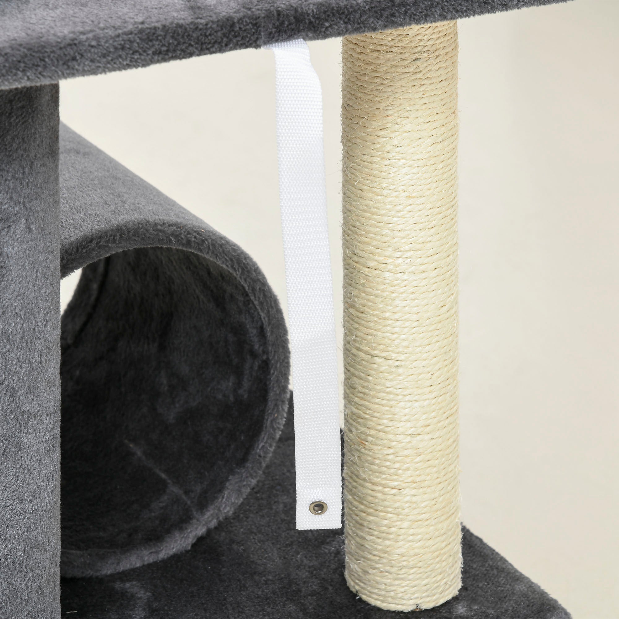PawHut 121cm Cat Tree Tower for Indoor Cats Kitten Activity Centre Scratching Post with Bed Tunnel Perch Interactive Ball Toy Grey - North Peak Garden Furniture