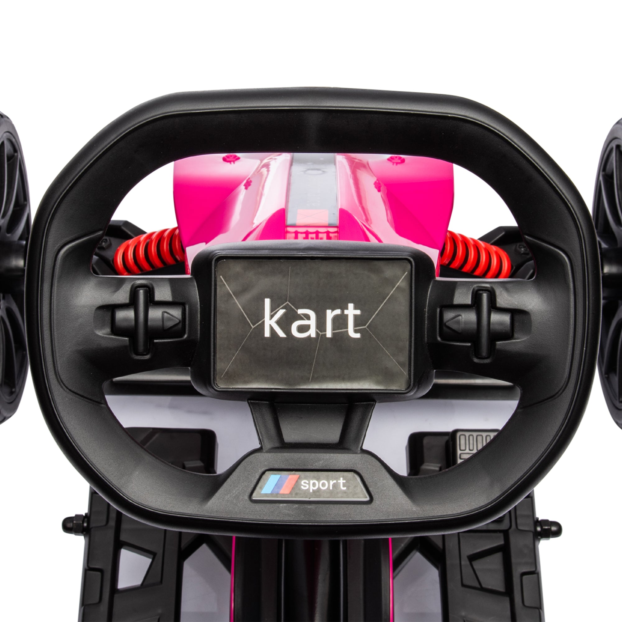 HOMCOM 12V Electric Go Kart for Kids, Ride-On Racing Go Kart with Forward Reversing, Rechargeable Battery, 2 Speeds, for Boys Girls Aged 3-8 Years Old - Pink - North Peak Garden Furniture