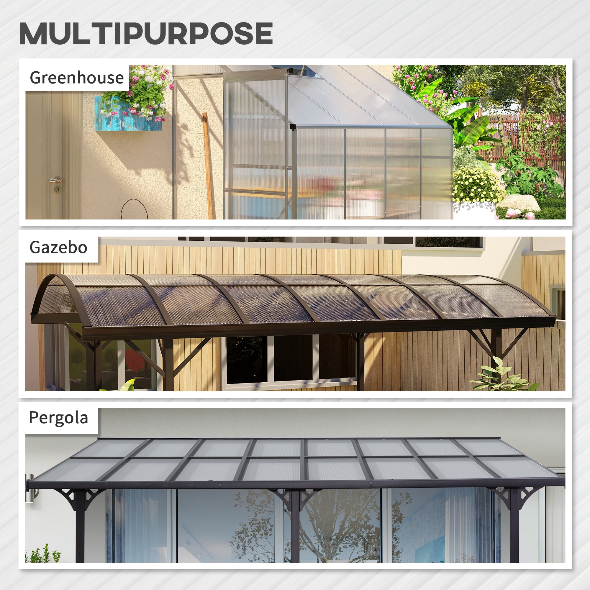 Outsunny 14 Pieces Polycarbonate Sheets, 121 x 61 x 0.4cm Twin-Wall Plastic Roofing Sheets, 10m² Replacement Greenhouse Panels, Waterproof and UV Protection, Clear - North Peak Garden Furniture