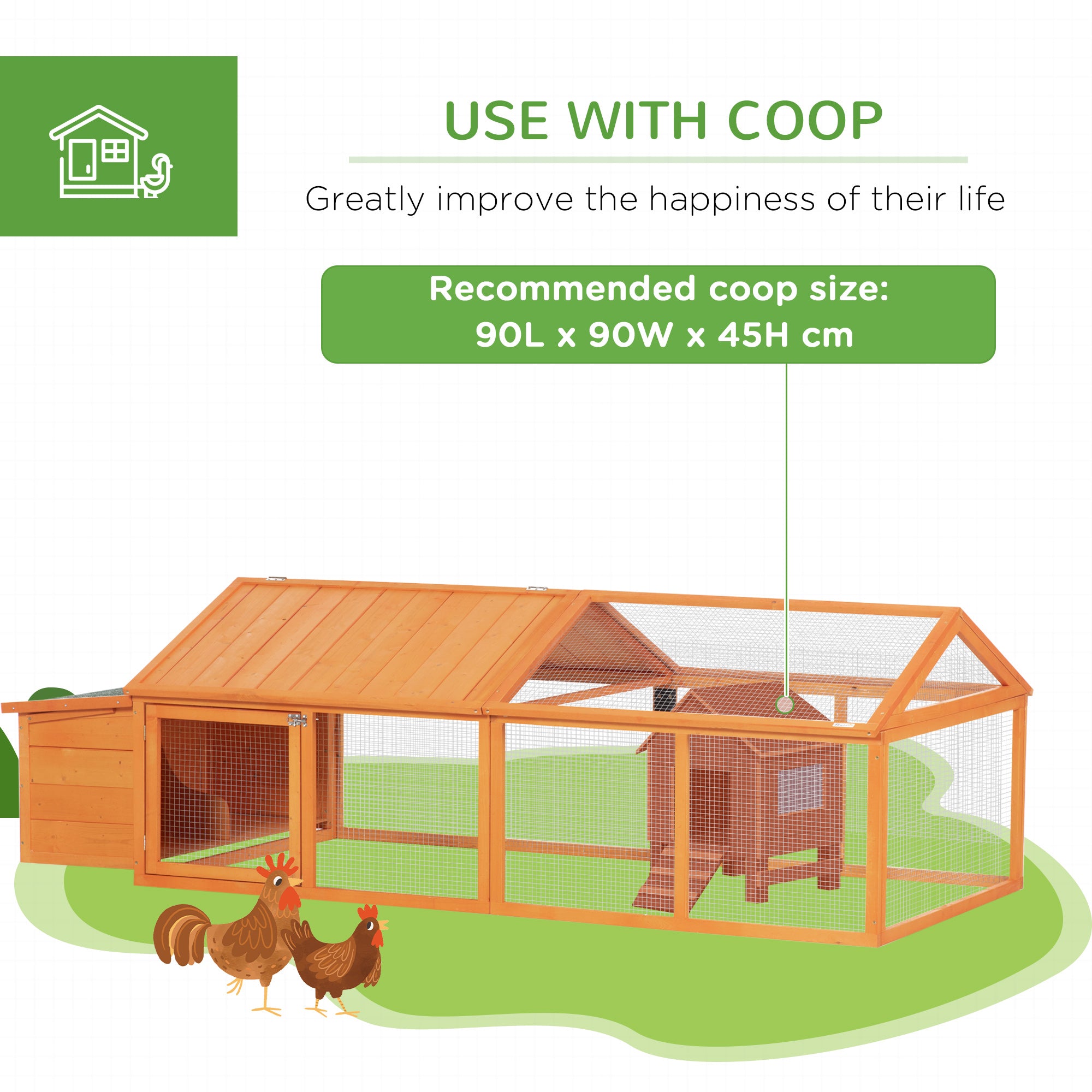 PawHut Wooden Chicken Coop with Nesting Box, Openable Roof, for 4-8 Chickens - North Peak Garden Furniture