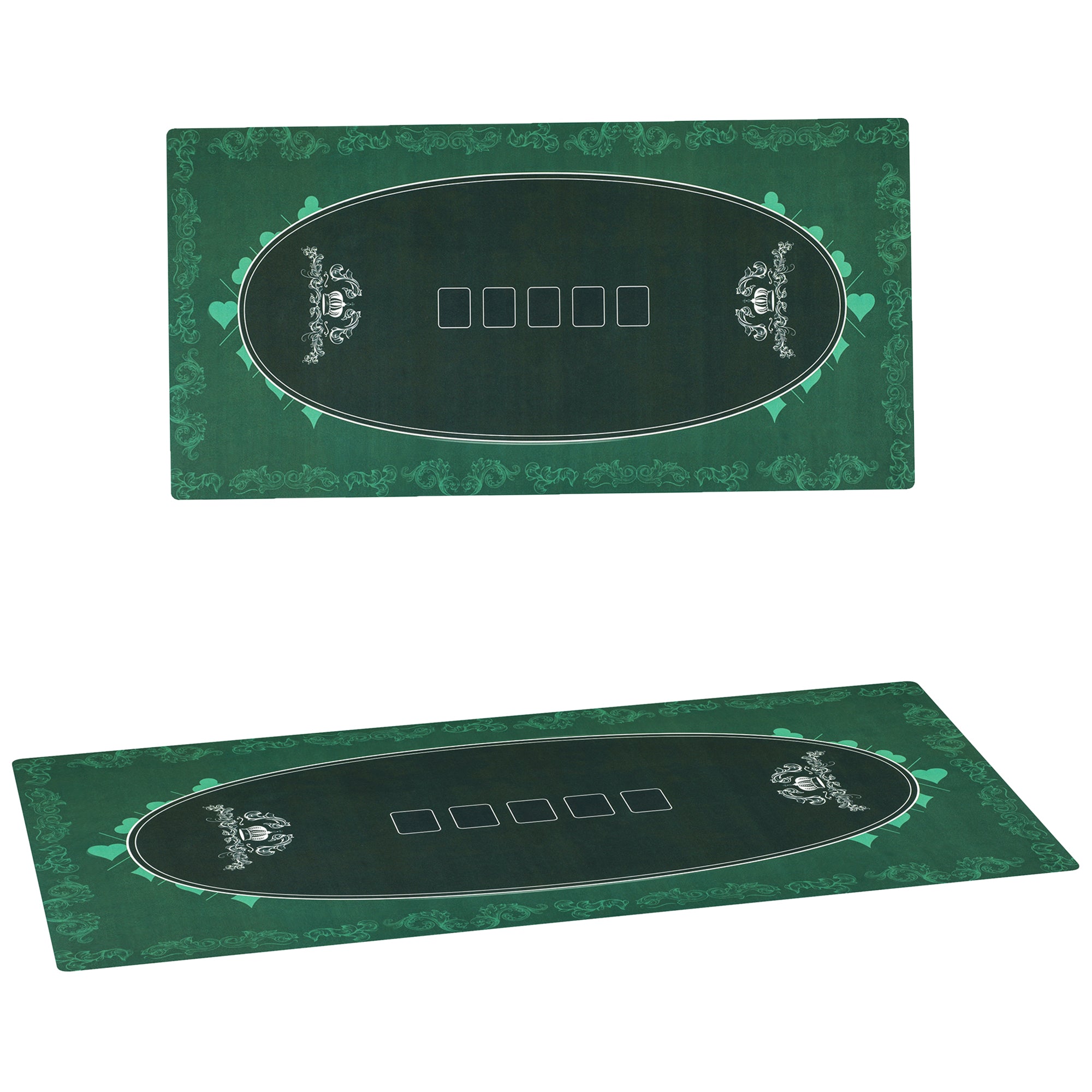 SPORTNOW 239.3 x 115.5 cm Professional Texas Hold'em Poker Mat 12 Player Water-Resistant Poker Table Top Rubber Poker Table Mat with Felt Surface Carry Bag, Green - North Peak Garden Furniture