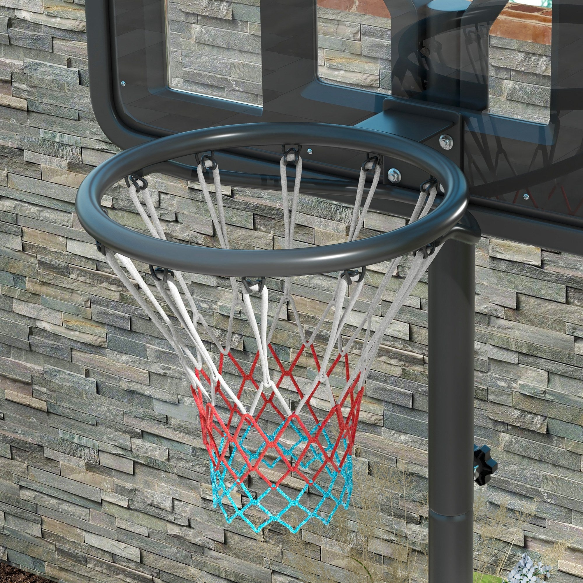 SPORTNOW Height Adjustable Basketball Stand Net Set System, Freestanding Basketball Hoop and Stand w/ Wheels, 200-305cm - Black - North Peak Garden Furniture