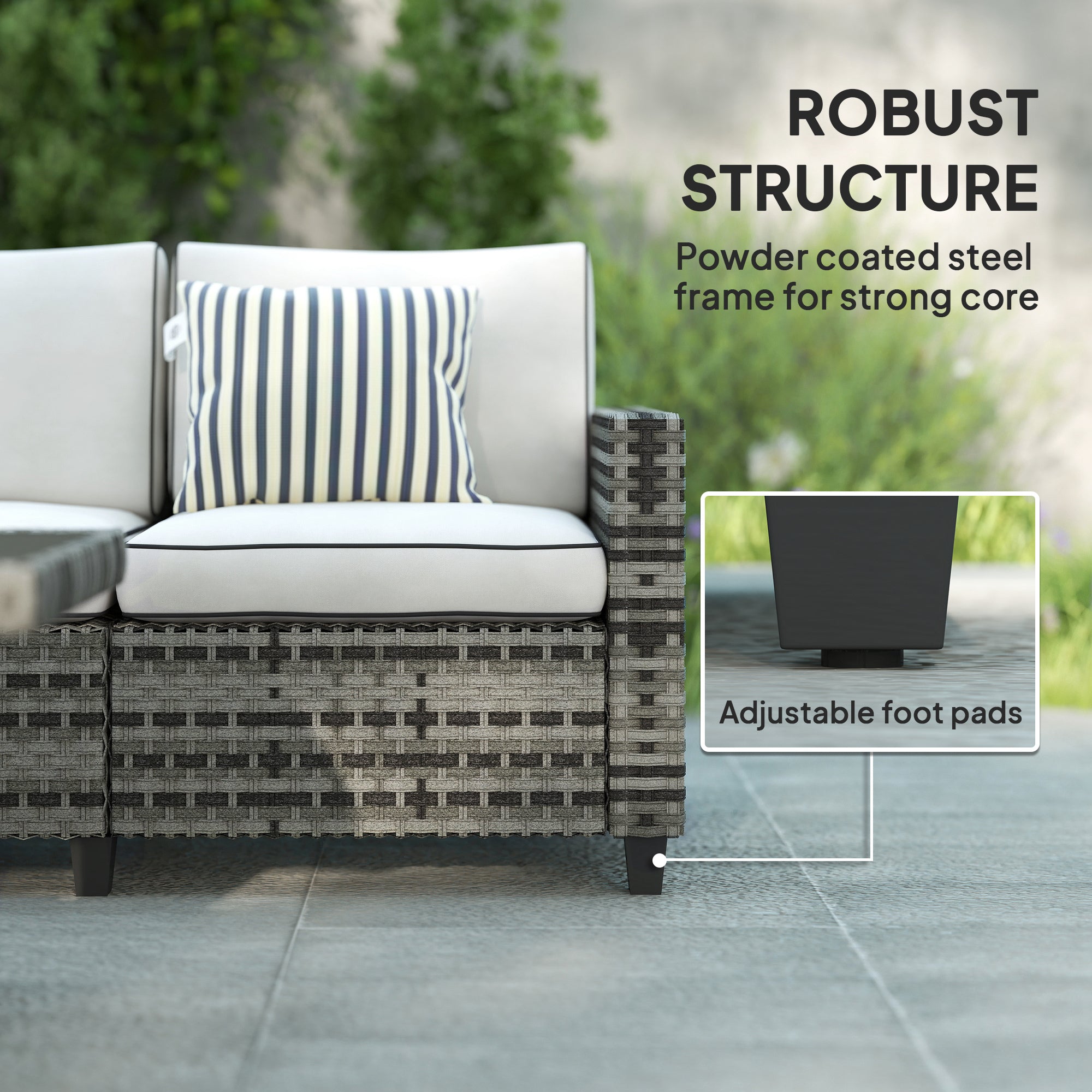 Outsunny Six-Piece Modular Rattan Sofa Set - Light Grey - North Peak Garden Furniture