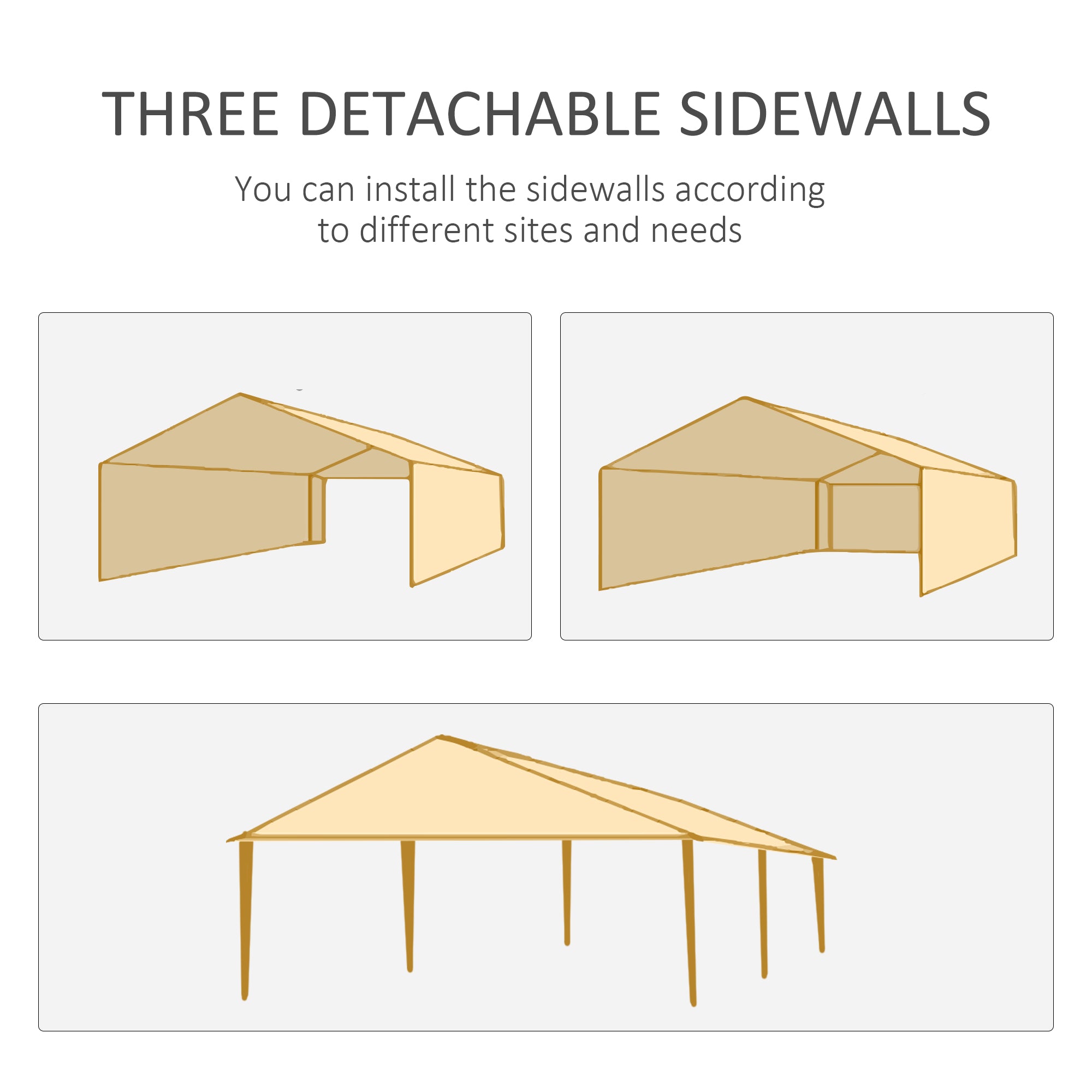 Outsunny 6x3 m Party Tent Gazebo Marquee Outdoor Patio Canopy Shelter with Windows and Side Panels, Green - North Peak Garden Furniture