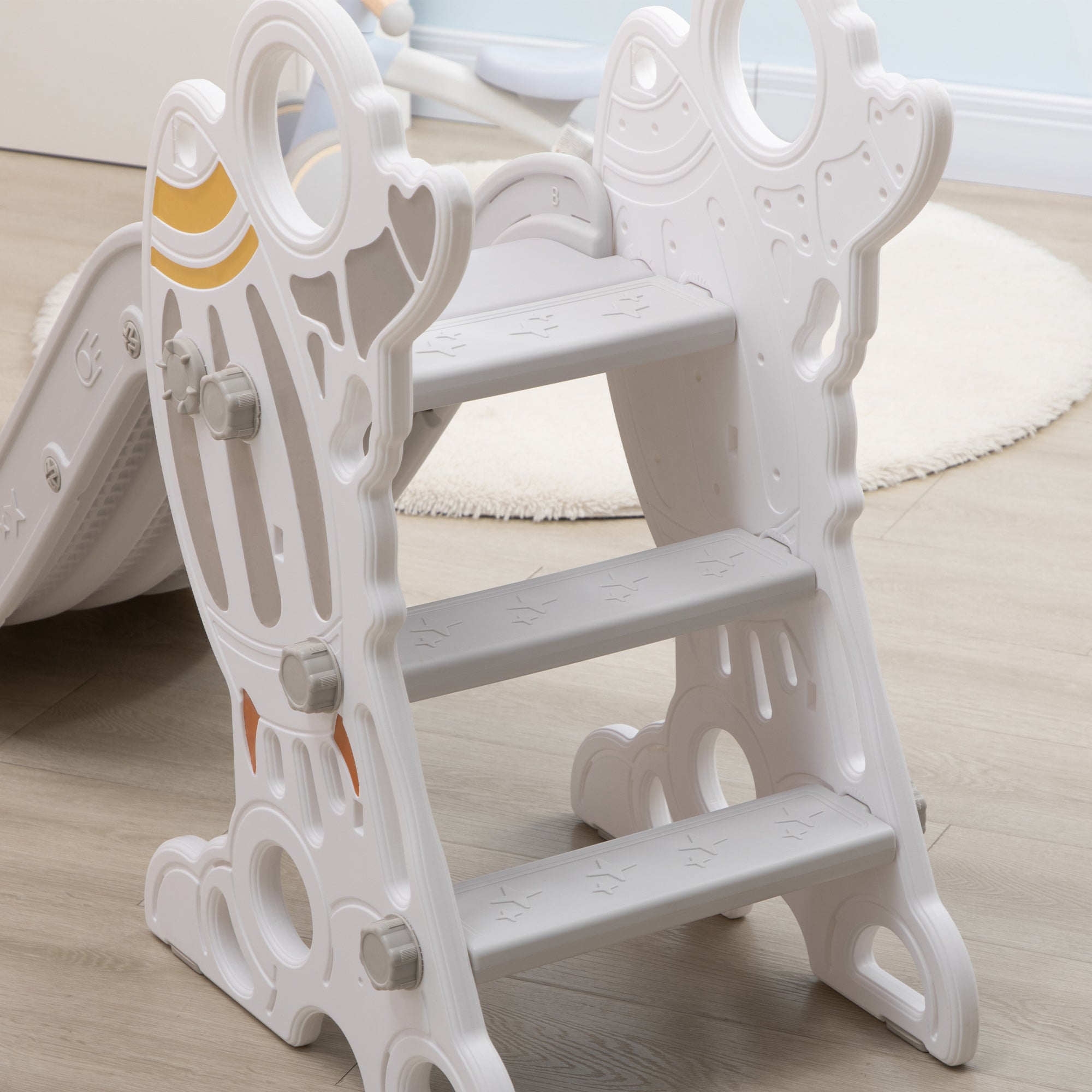 AIYAPLAY Space-Themed Baby Slide Freestanding Slide for Kids, for Ages 1.5-3 Years - Grey - North Peak Garden Furniture