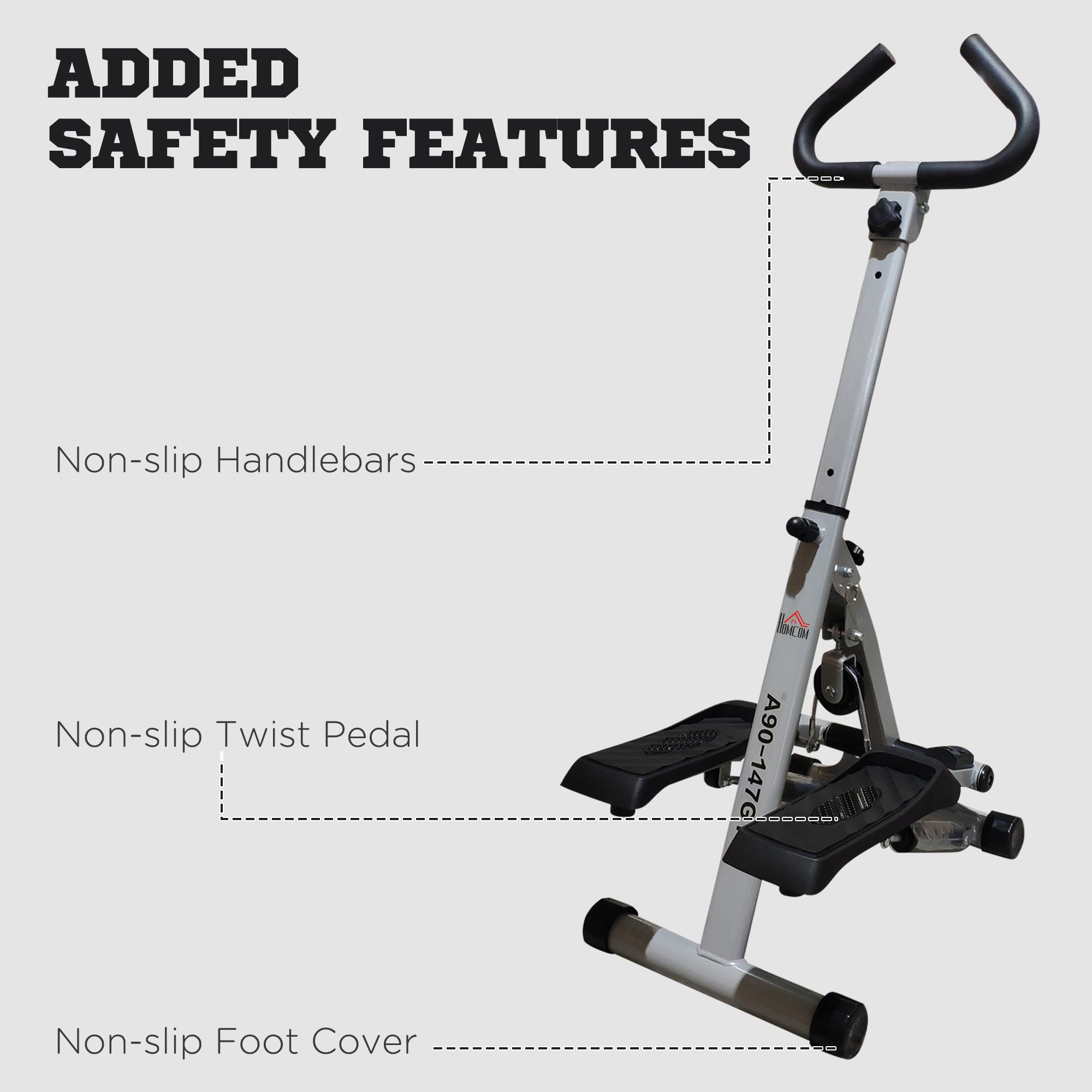 HOMCOM Stepper w/ Handle Hand Grip Workout Fitness Machine For Fitness Aerobic Exercise Home Gym Grey - North Peak Garden Furniture