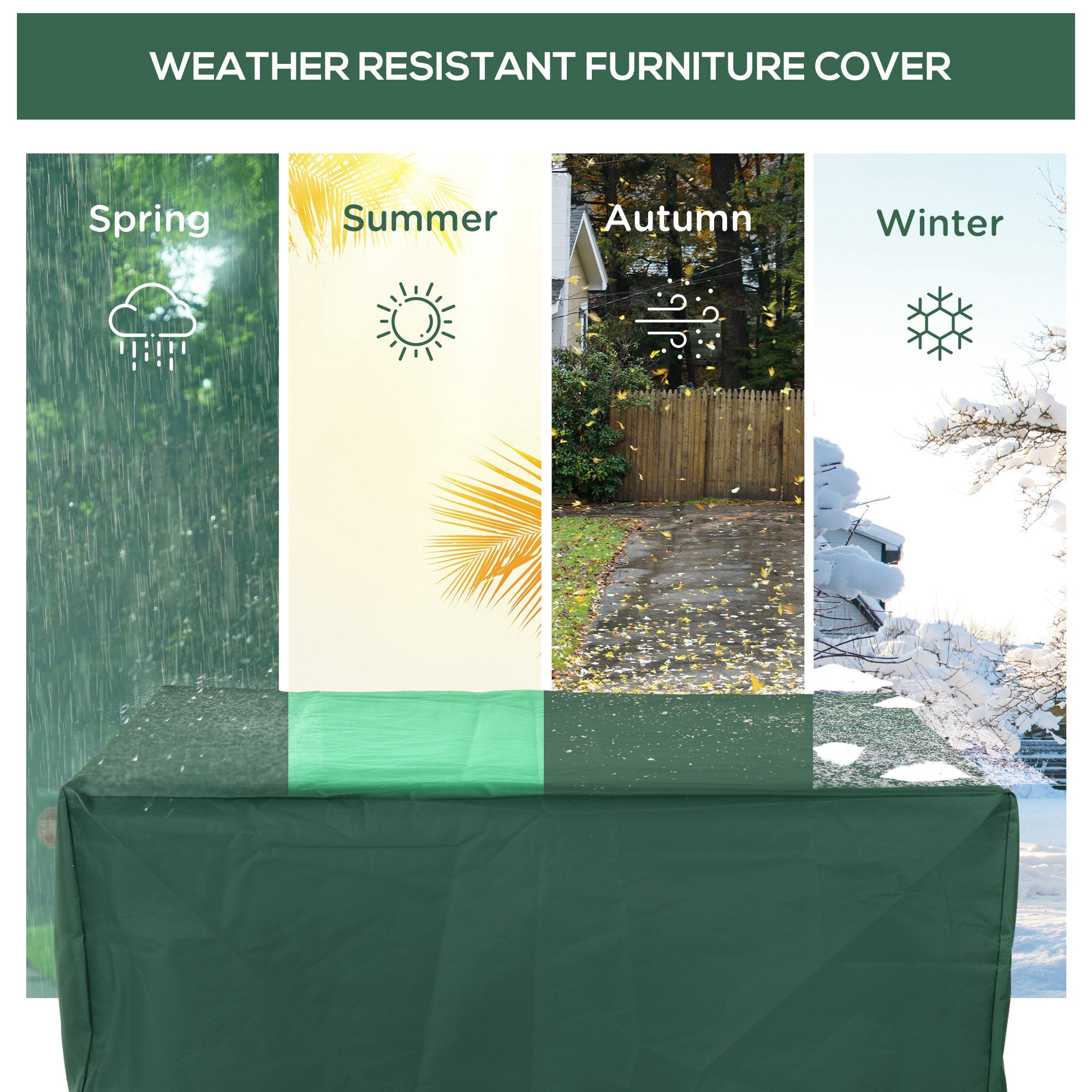 Outsunny 600D Oxford Patio Set Cover Outdoor Garden Rattan Furniture Protection Cover Protector Waterproof Anti-UV, Green, 245 x 165 x 55cm - North Peak Garden Furniture