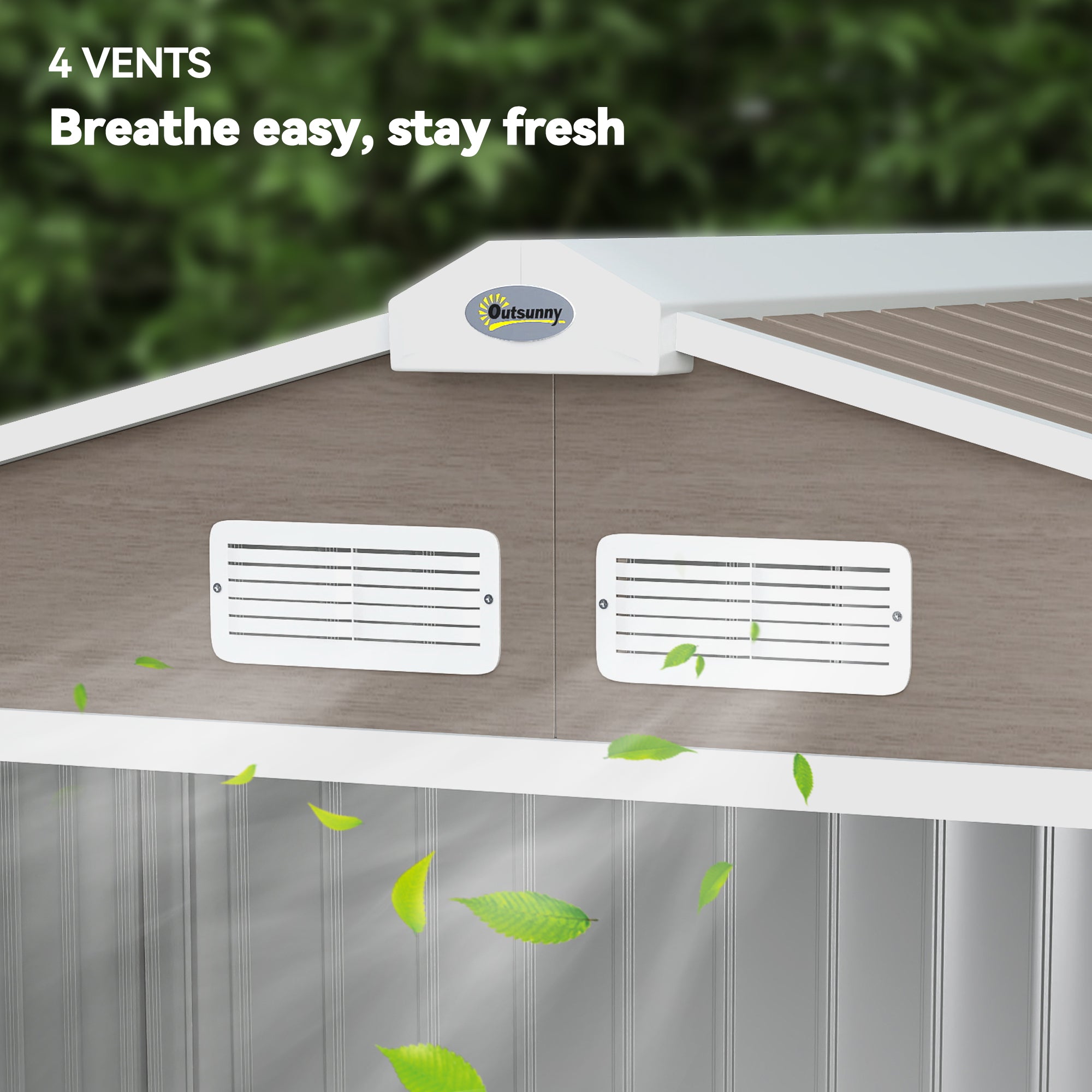 Outsunny 7 x 4ft Metal Garden Storage Shed with Vents, Floor Foundation Kit and Lockable Double Doors, Light Brown