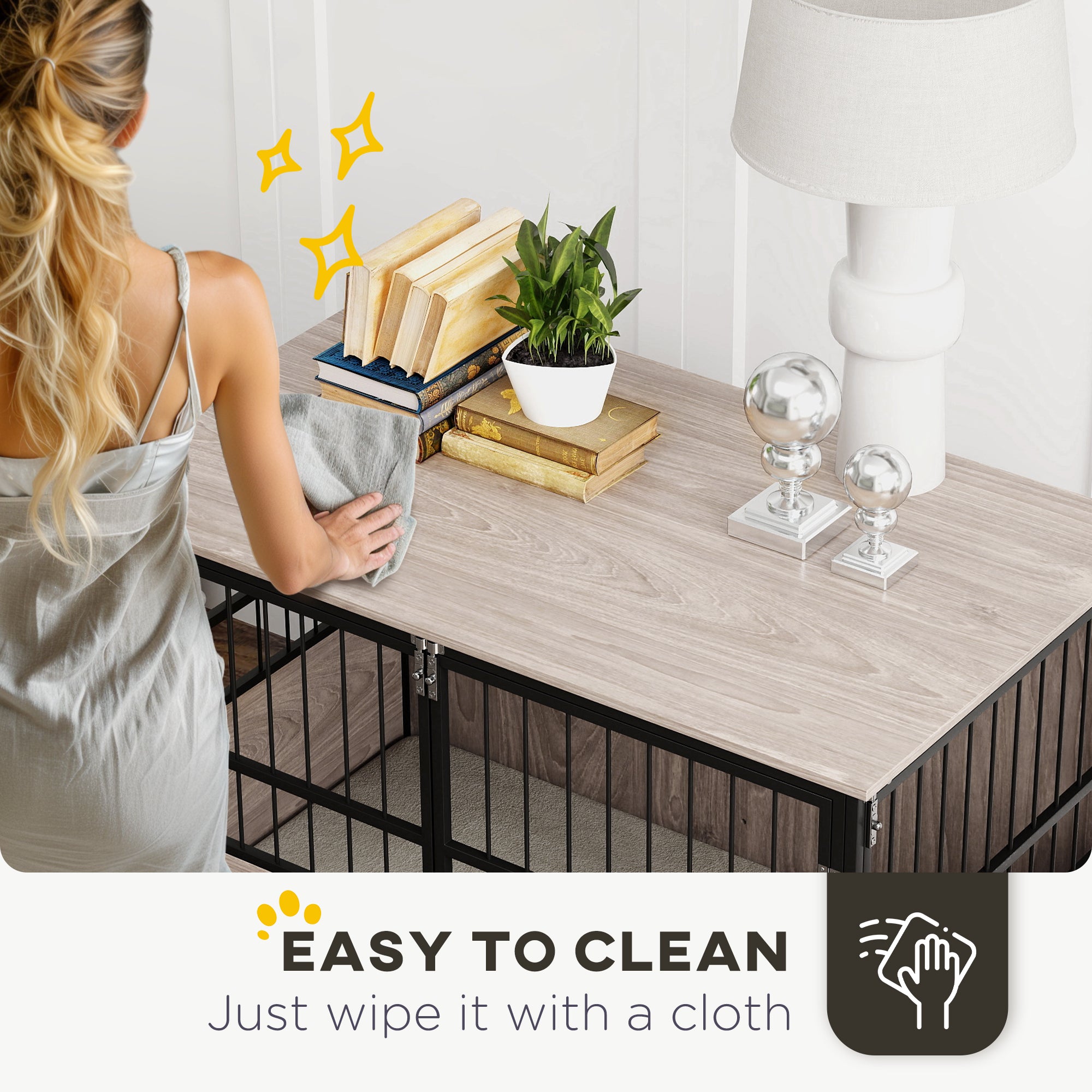 PawHut 100cm Furniture Style Dog Crate Dog Cage End Table Indoor with 3 Doors Soft Washable Cushion, for Large Sized Dogs - North Peak Garden Furniture