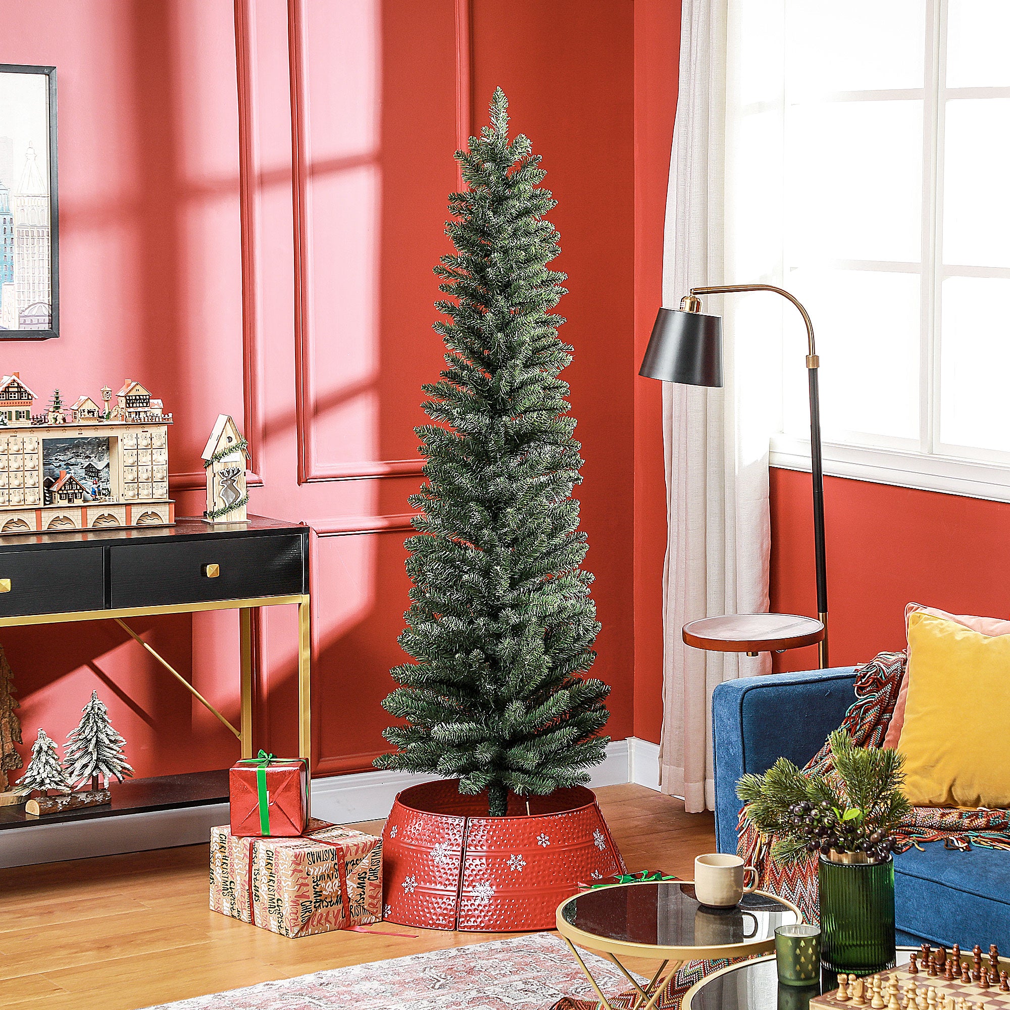 HOMCOM 6ft Artificial Bare Pencil Christmas Tree - Green - North Peak Garden Furniture