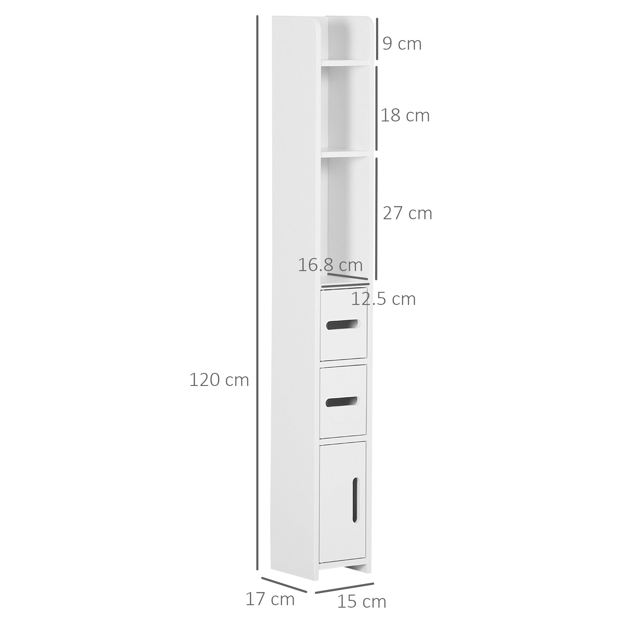 kleankin Modern Bathroom Storage Cabinet, Freestanding Tall Bathroom Cabinet with Open Shelves and 3 Cupboards with Door, for Bedroom Hallway, White - North Peak Garden Furniture