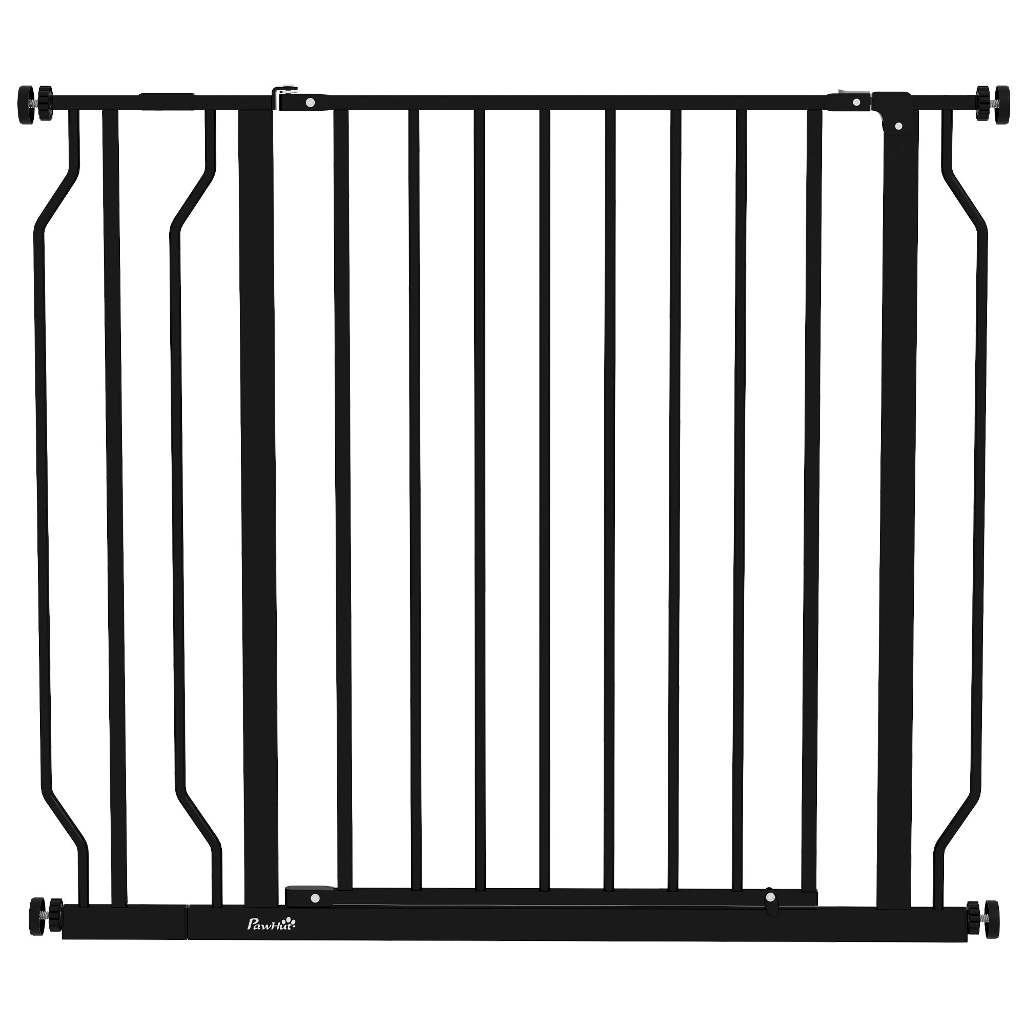 PawHut Wide Dog Safety Gate, with Door Pressure, for Doorways, Hallways, Staircases - Black - North Peak Garden Furniture