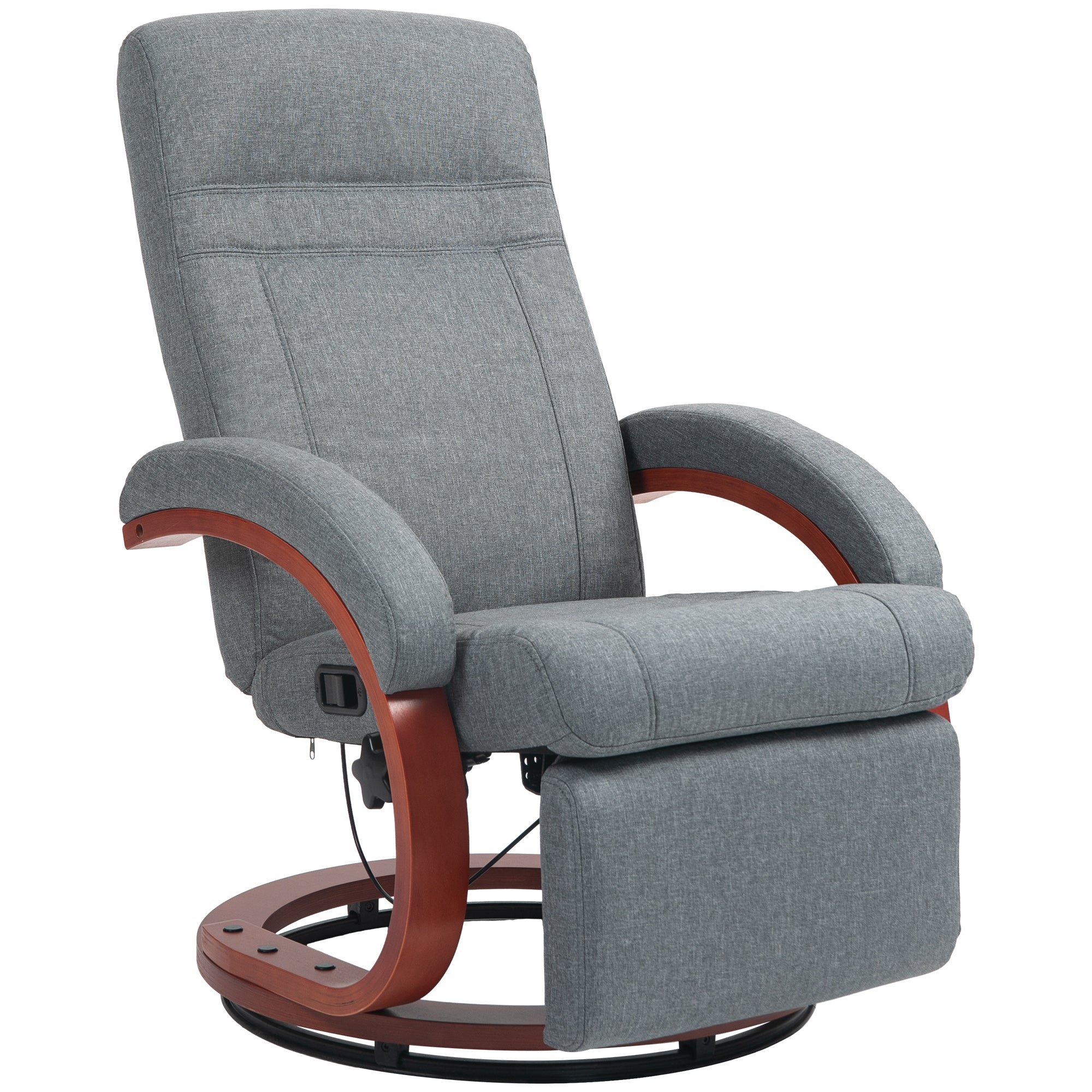 HOMCOM 135° Manual Reclining Swivel Chair, with Footrest - Grey - North Peak Garden Furniture