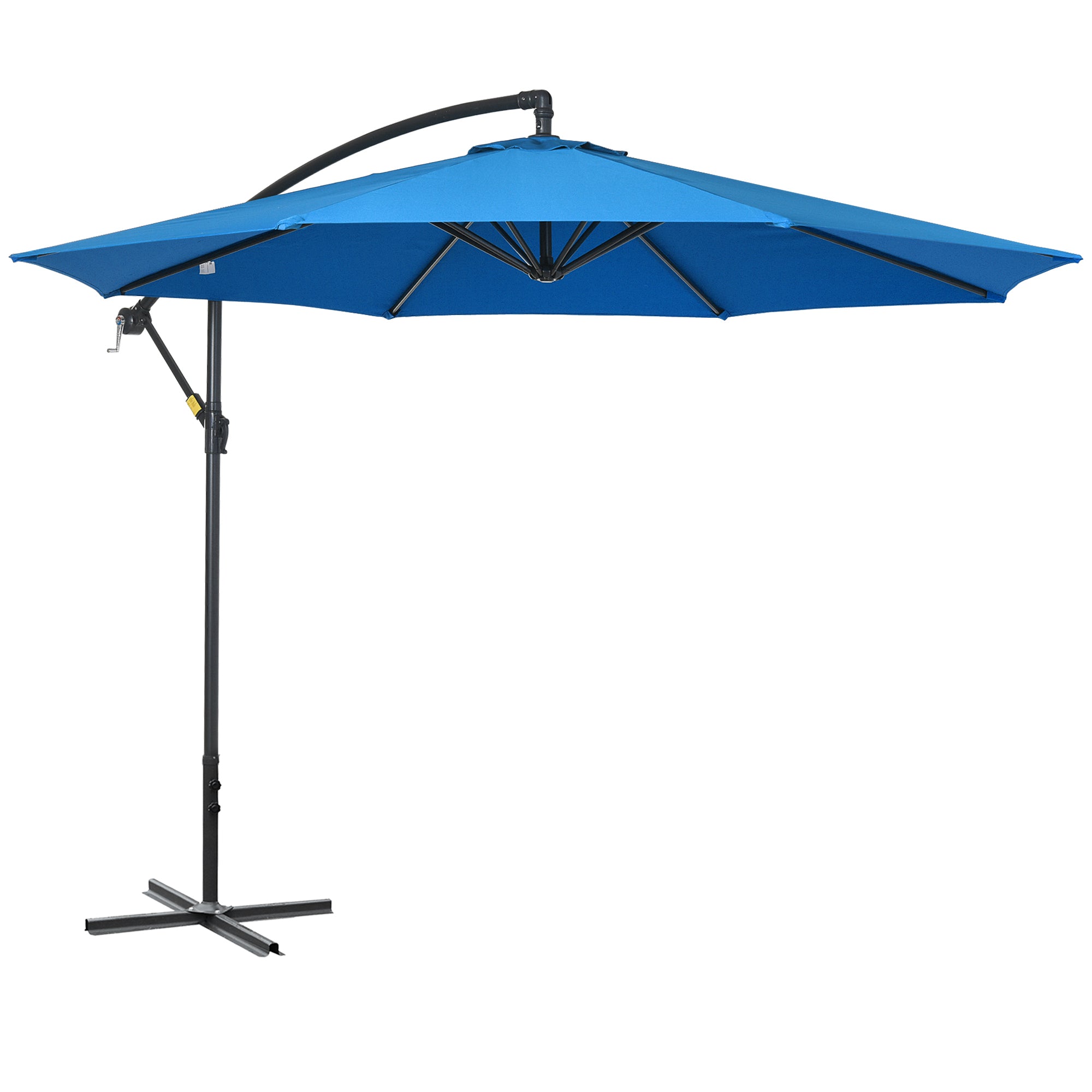 Outsunny 3(m) Offset Cantilever Parasol, with Cross Base - Blue - North Peak Garden Furniture