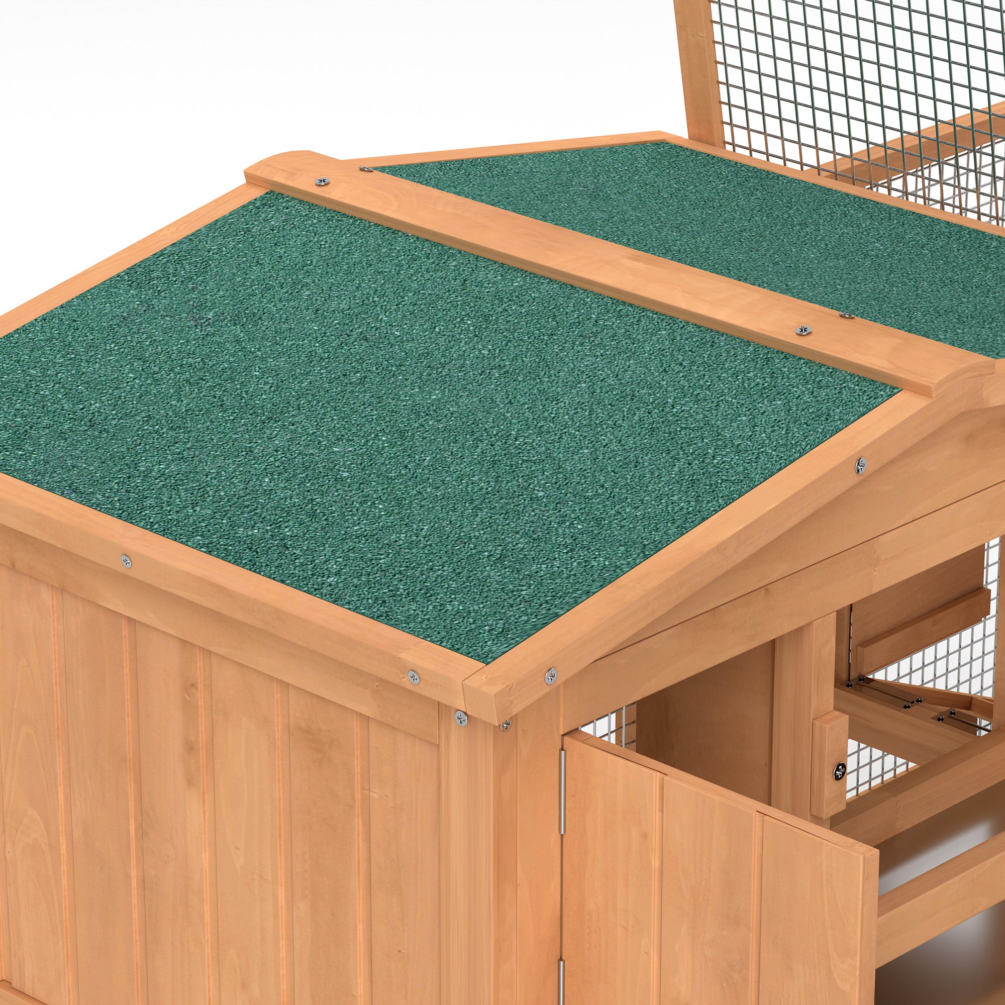 Pawhut Wooden Rabbit Hutch Guinea Pig hutch House 2 Tier with Rabbit Run for Outdoor Garden Backyard, 85 x 24 x 57cm - North Peak Garden Furniture