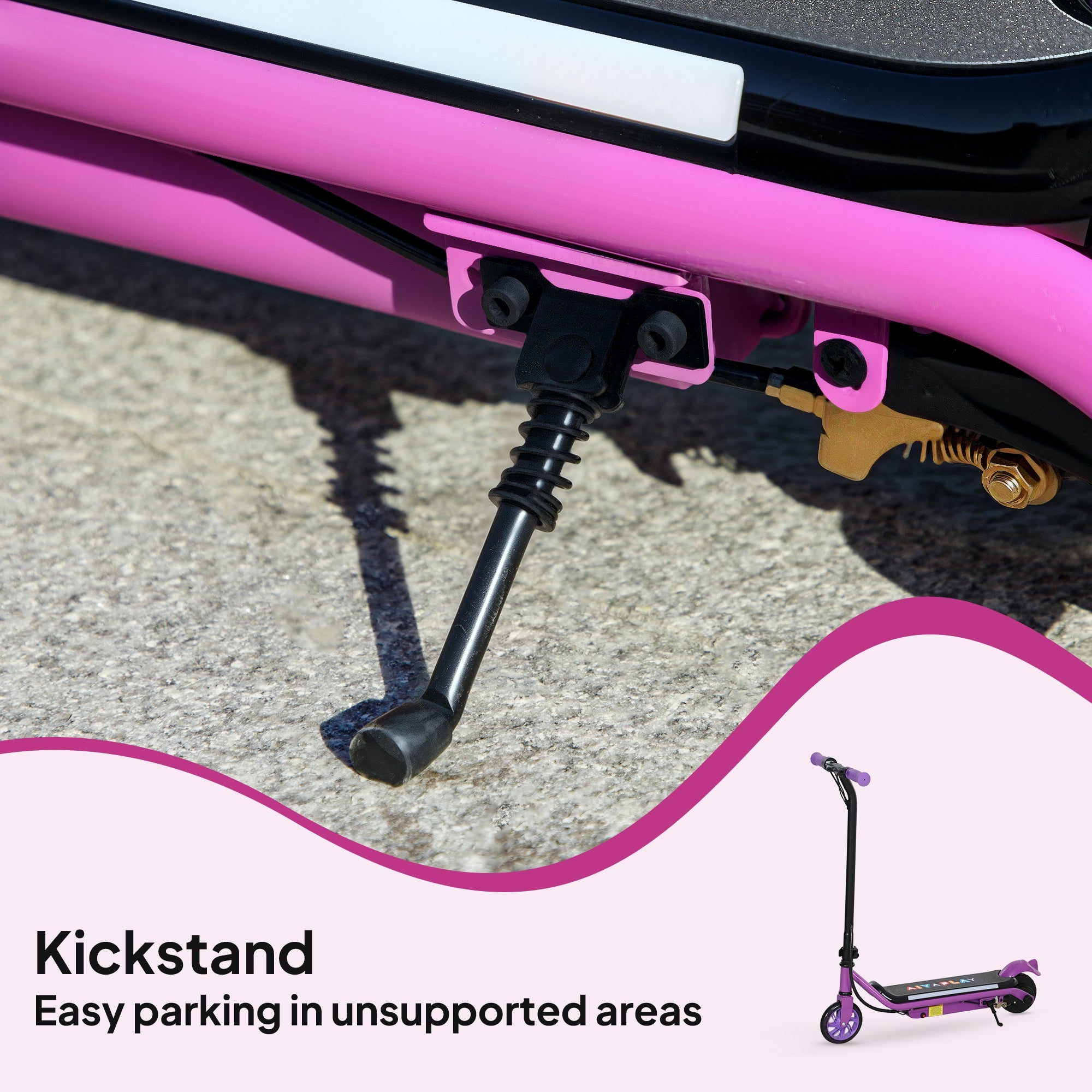 AIYAPLAY Electric Scooter for Kids Ages 6-14, with Dual Brakes, Flash Wheel and Colourful Light, Kids Electric Scooter E Scooter, Up to 12 KM/H & 10 KM, Purple - North Peak Garden Furniture