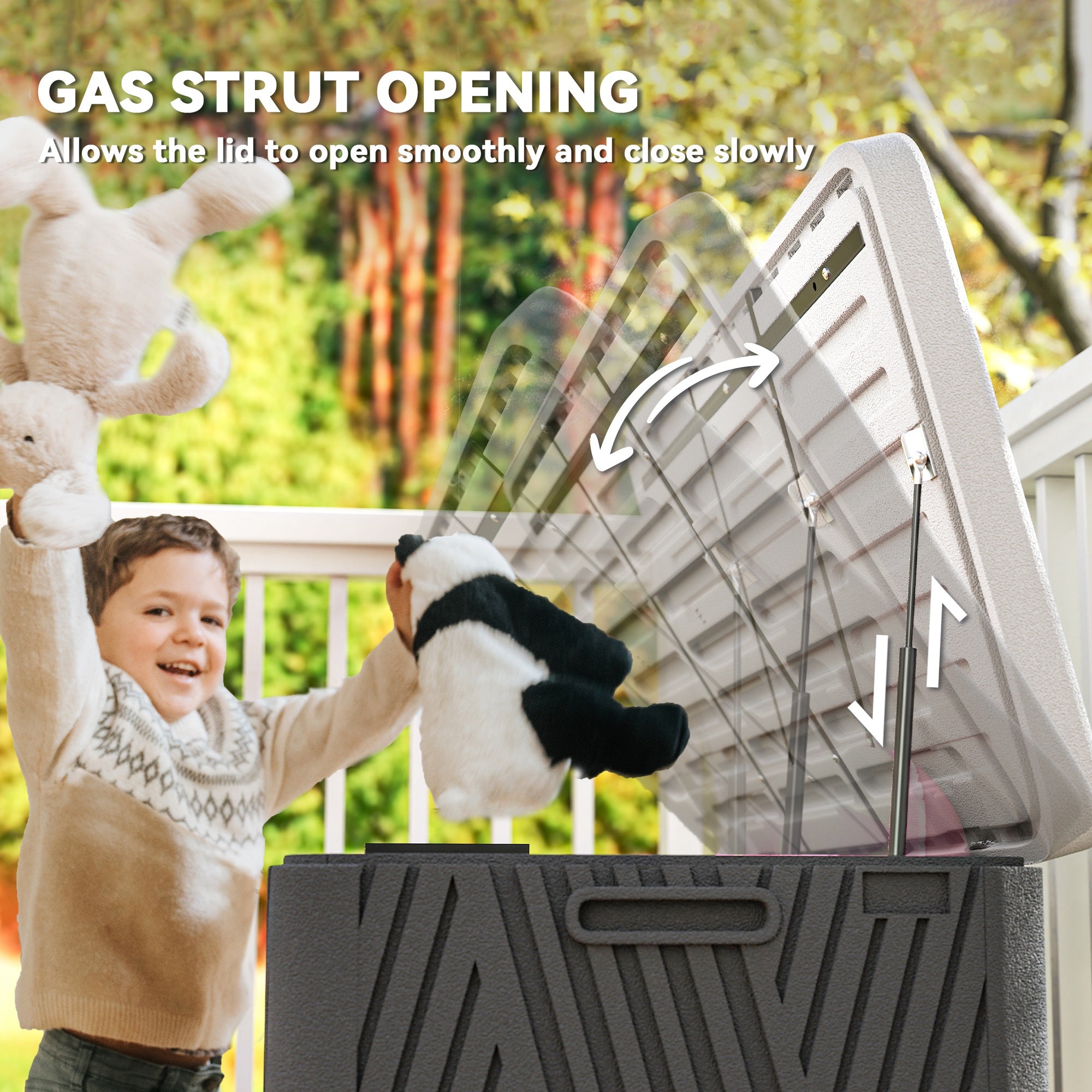 Outsunny 380L Waterproof Outdoor Storage Box, with Lockable Lid - Black - North Peak Garden Furniture