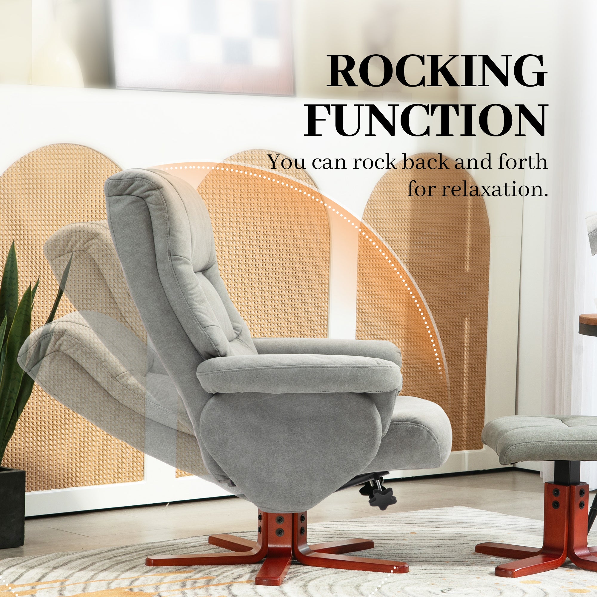 HOMCOM Faux Microfibre Leather Manual Recliner and Footstool Set - Grey - North Peak Garden Furniture