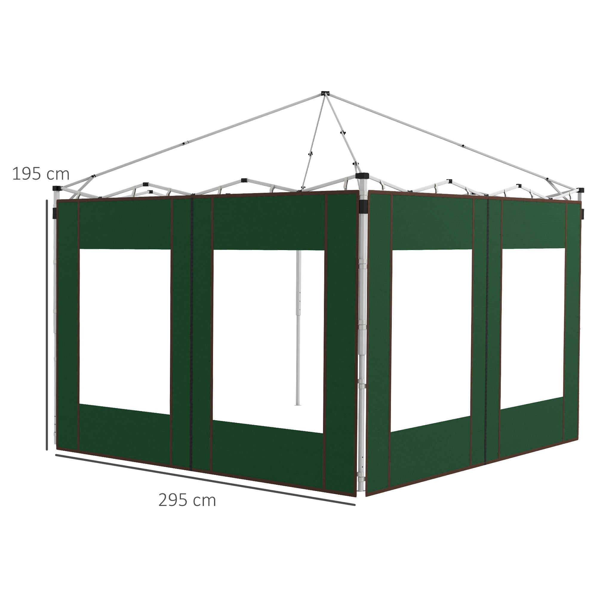 Outsunny Set of Two 295cm Replacement Canopy Walls - Green - North Peak Garden Furniture