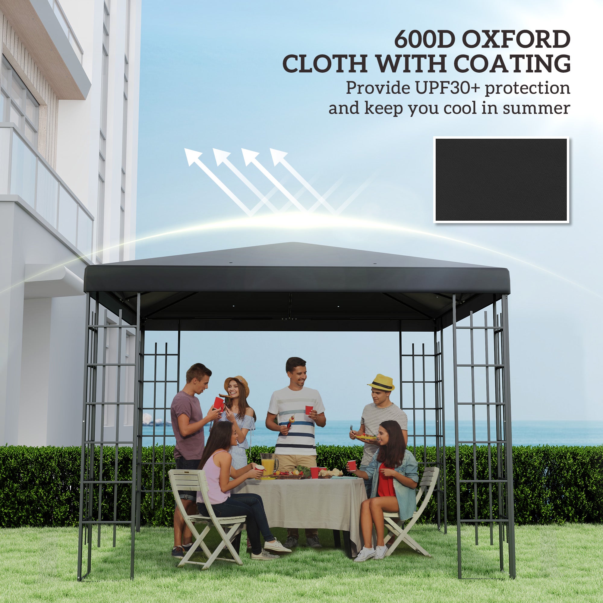 Outsunny 3 x 3(m) Gazebo Frame Replacement - Black - North Peak Garden Furniture