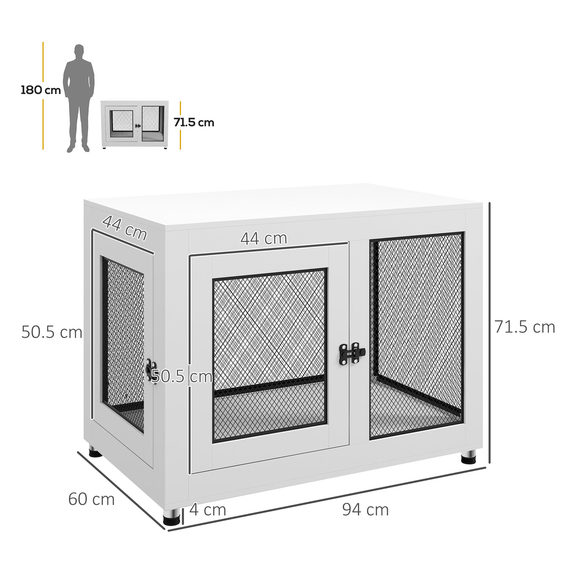 PawHut 2-in-1 Dog Cage & Side Table, with Two Doors, Cushion, for Large Dogs - North Peak Garden Furniture